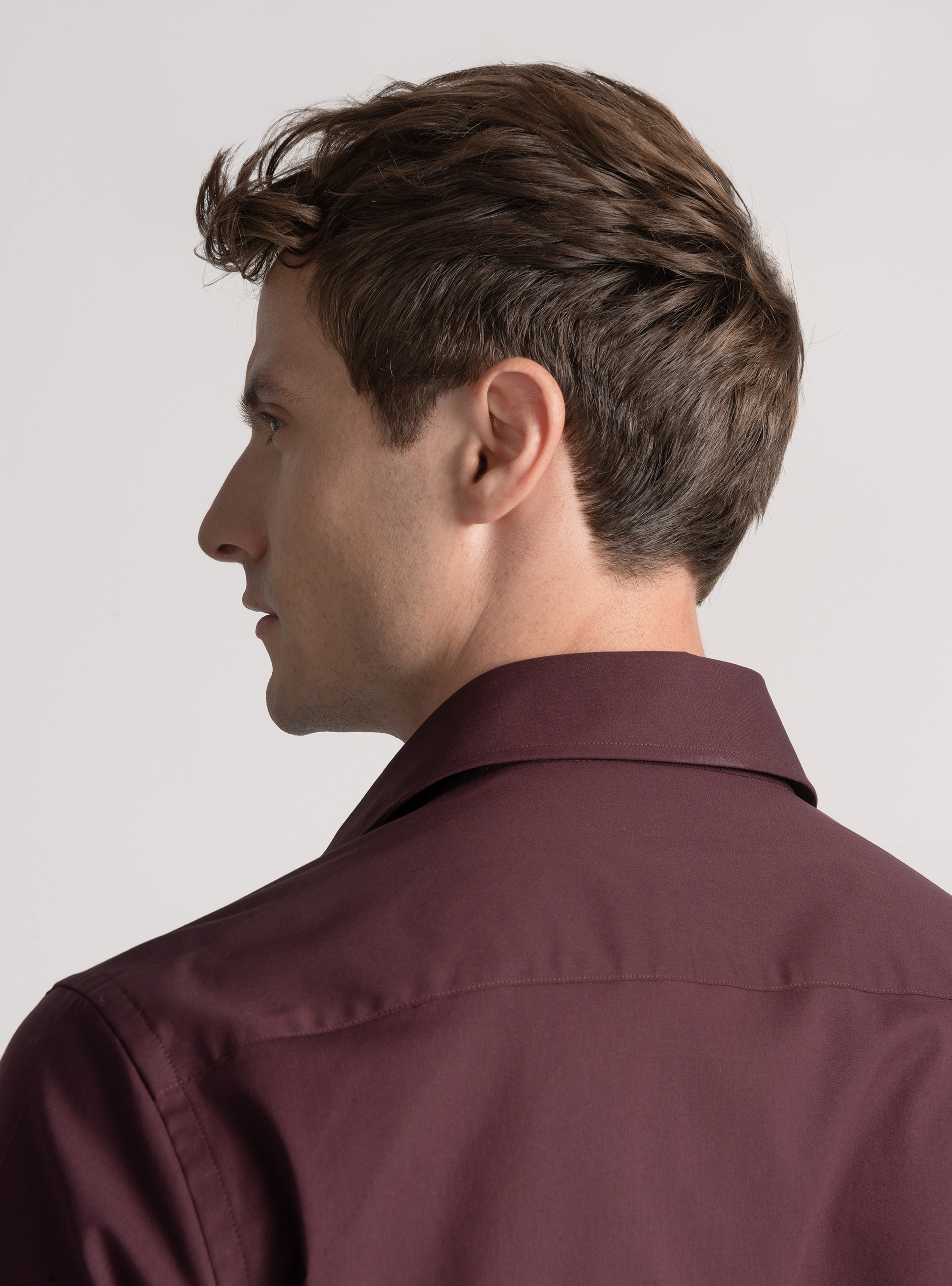 Cotton poplin stretch shirt, BORDEAUX