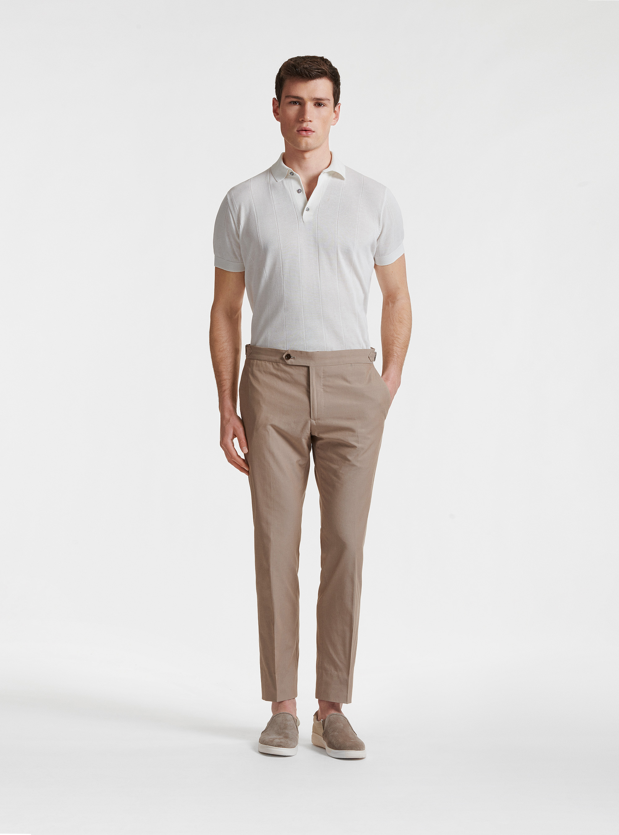DUEMILAGORI cotton-blend suit trousers, SAND