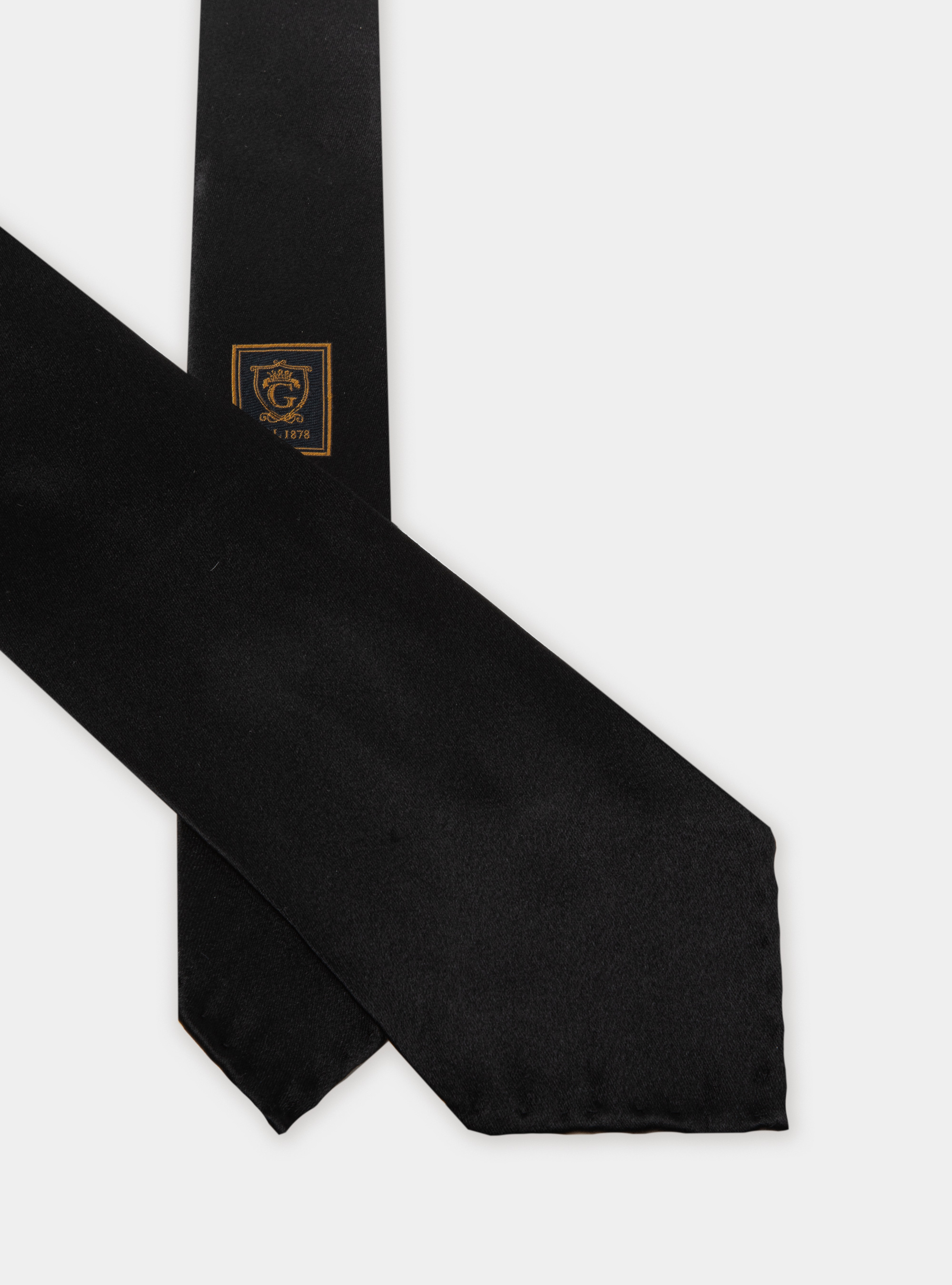 Cravatta in pura seta tinta unita, NERO