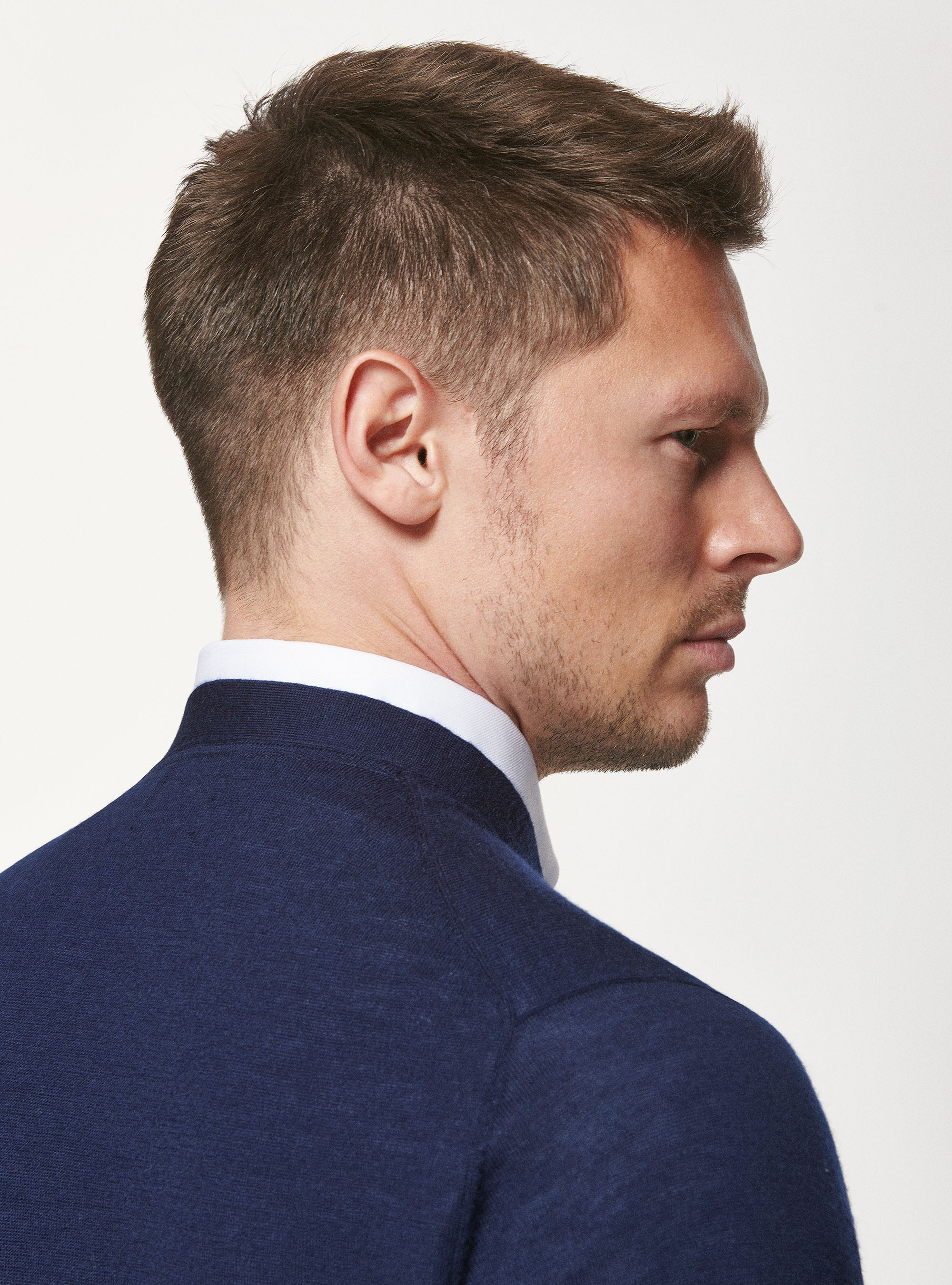 Cardigan in maglia in pura lana merino, BLU NAVY