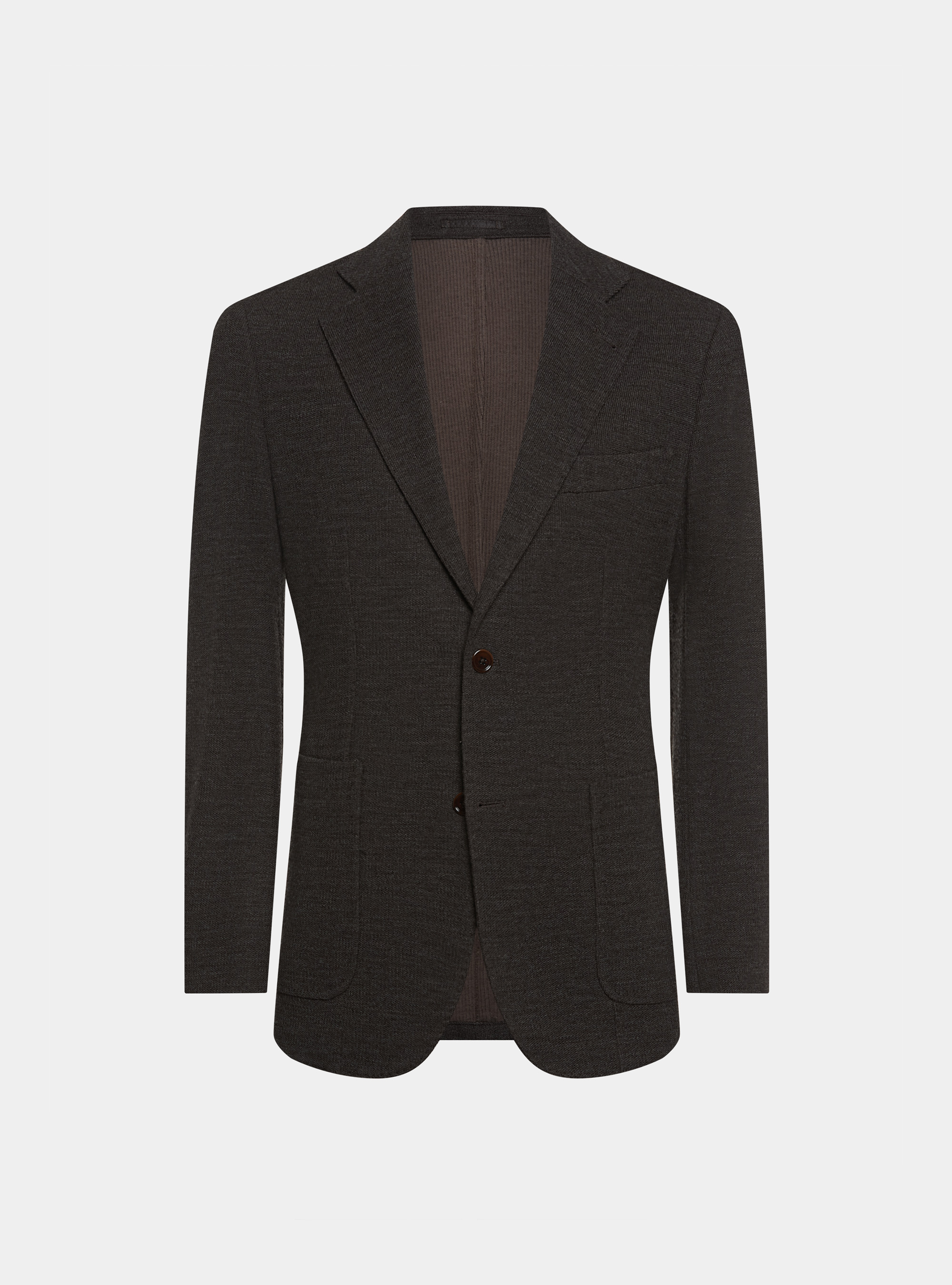 Giacca sfoderata in jersey di lana e cotone, MARRONE