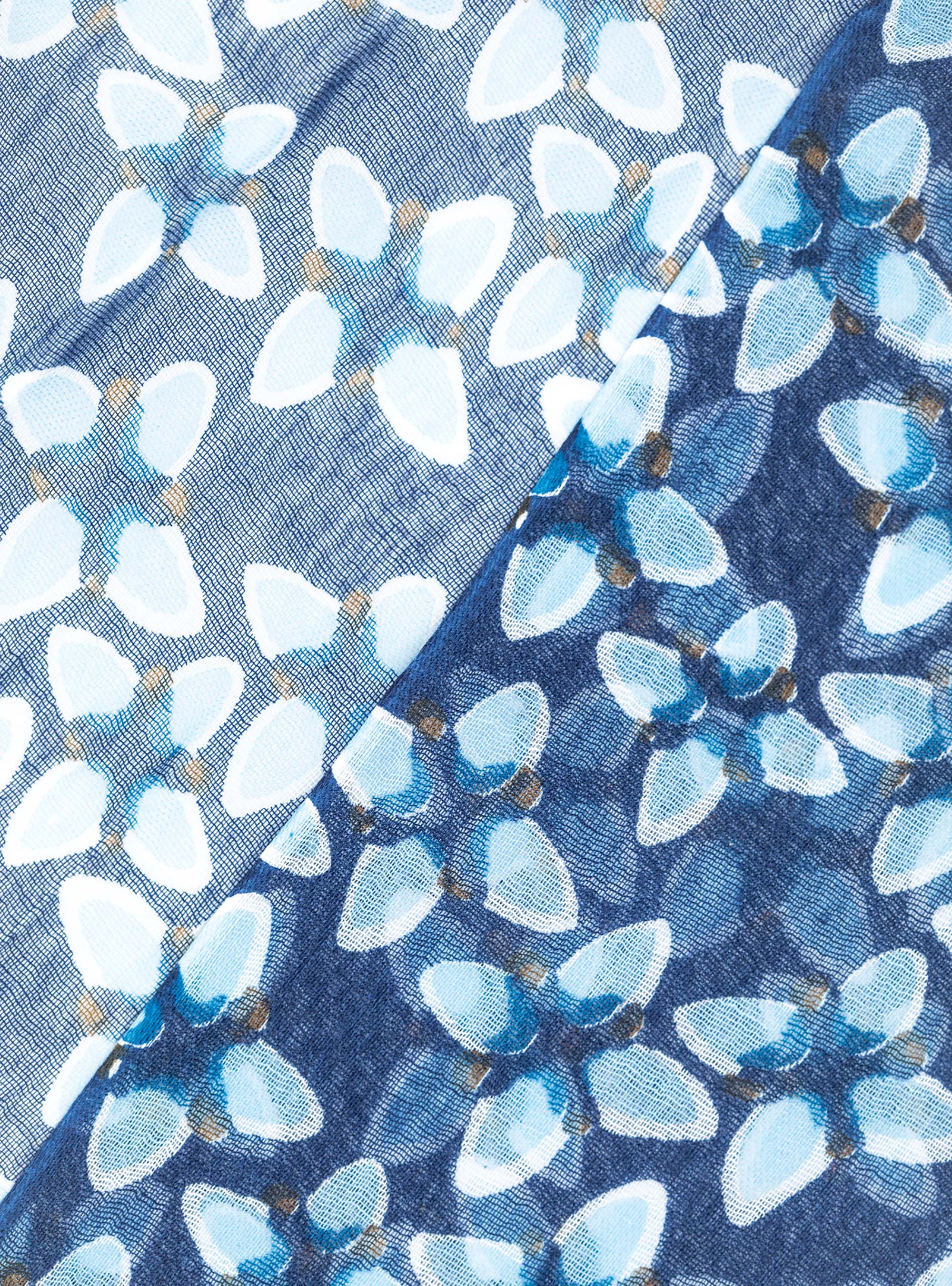 Sciarpa cotone fantasia fiori, BLU