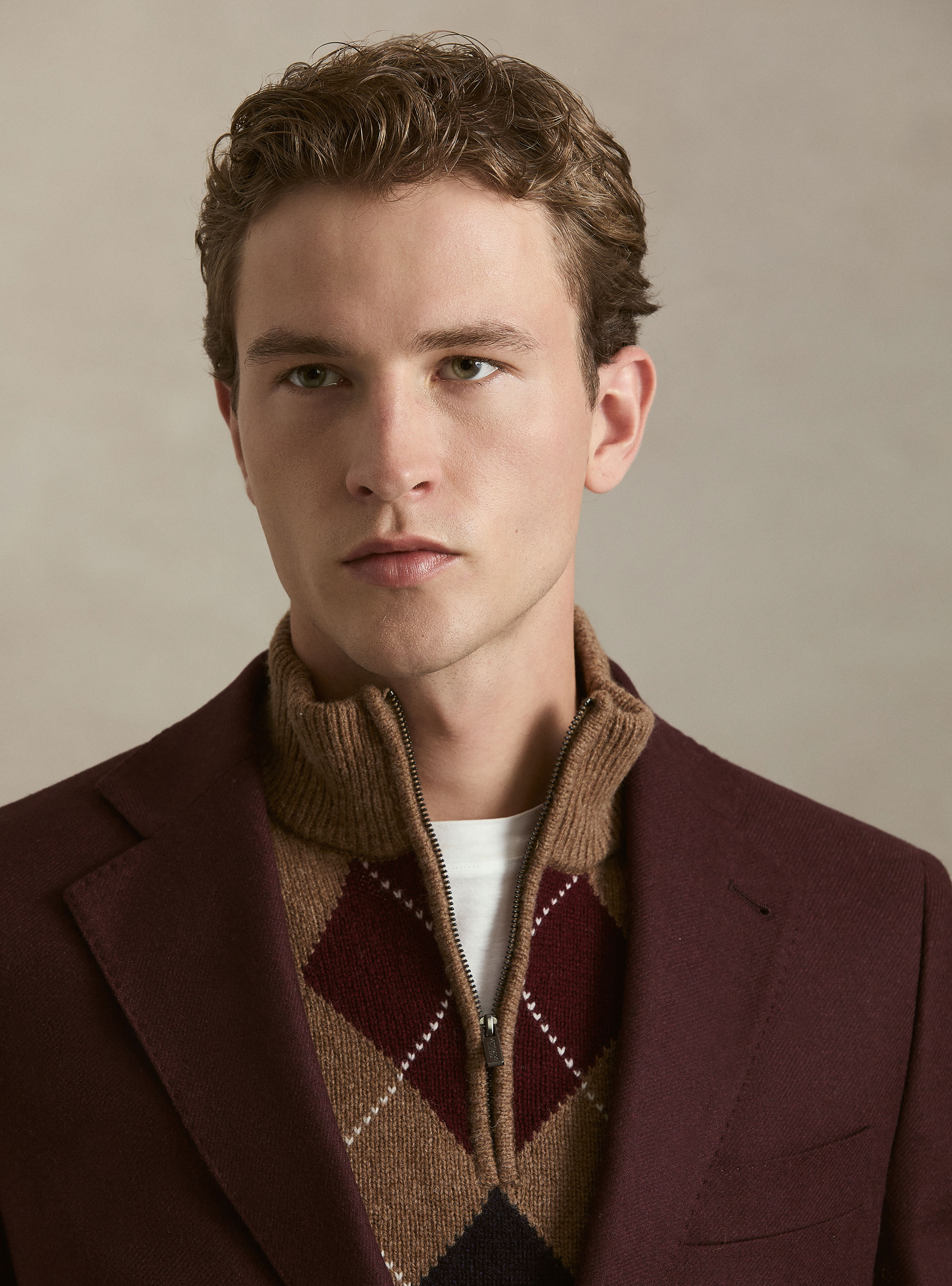 Wool blend flannel blazer, BORDEAUX 0331C