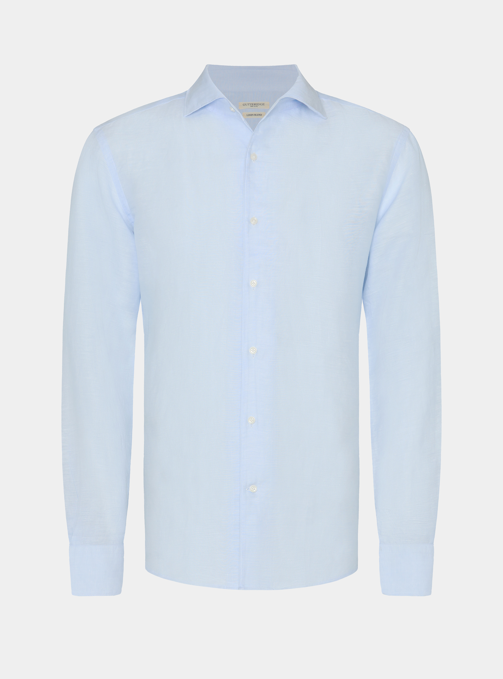Linen-blend shirt with facing, LIGHT BLUE