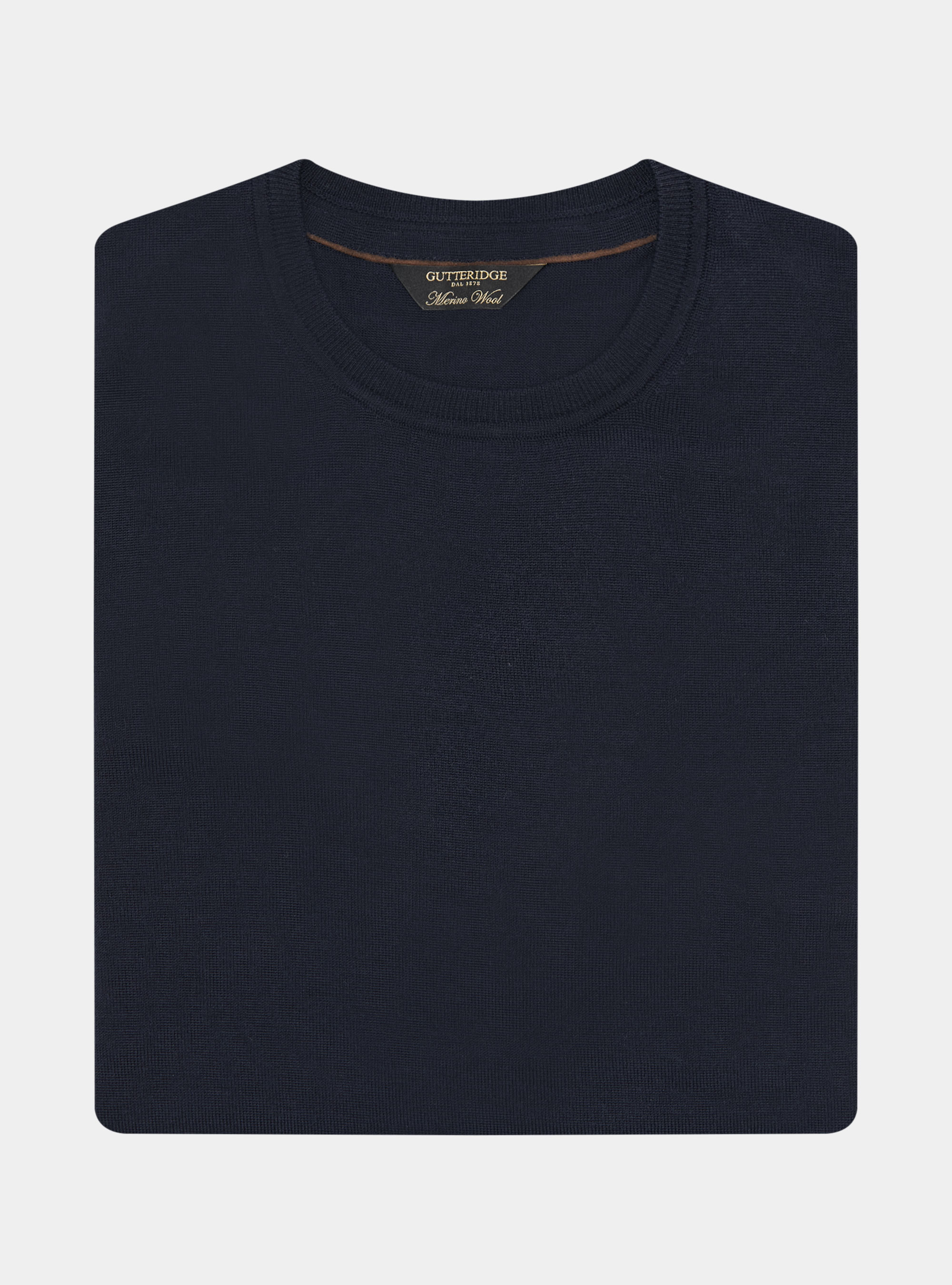 Punto de cuello redondo de pura lana merina extrafina, AZUL MARINO