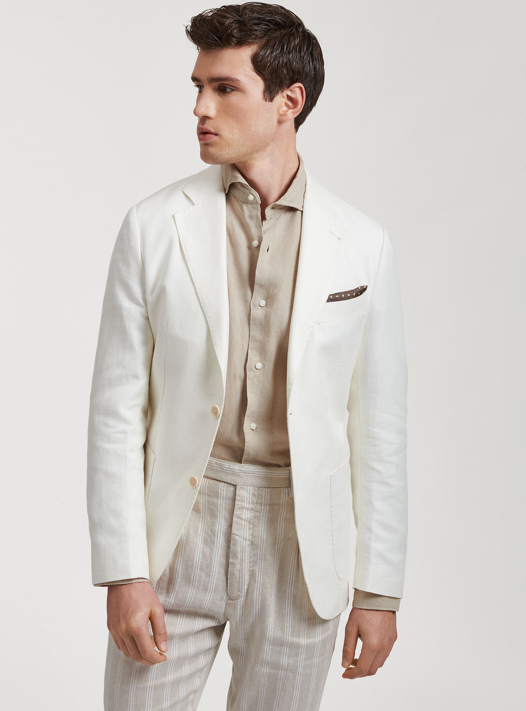 Gutteridge - Giacca in lino e cotone, Unisex, Bianco, Taglia: 46