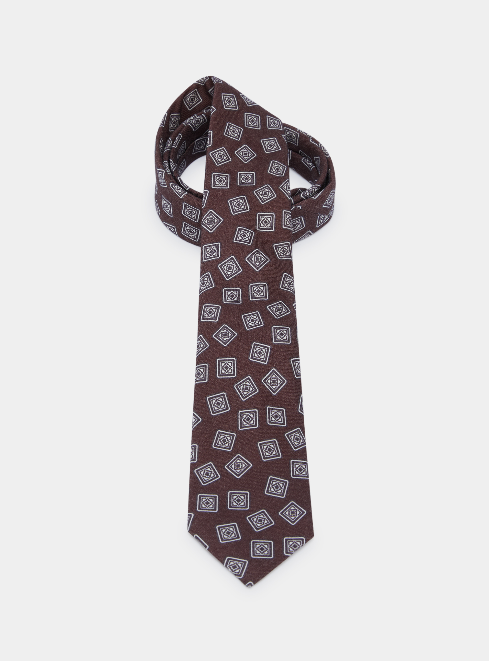 Corbata de lana estampada, MARRON