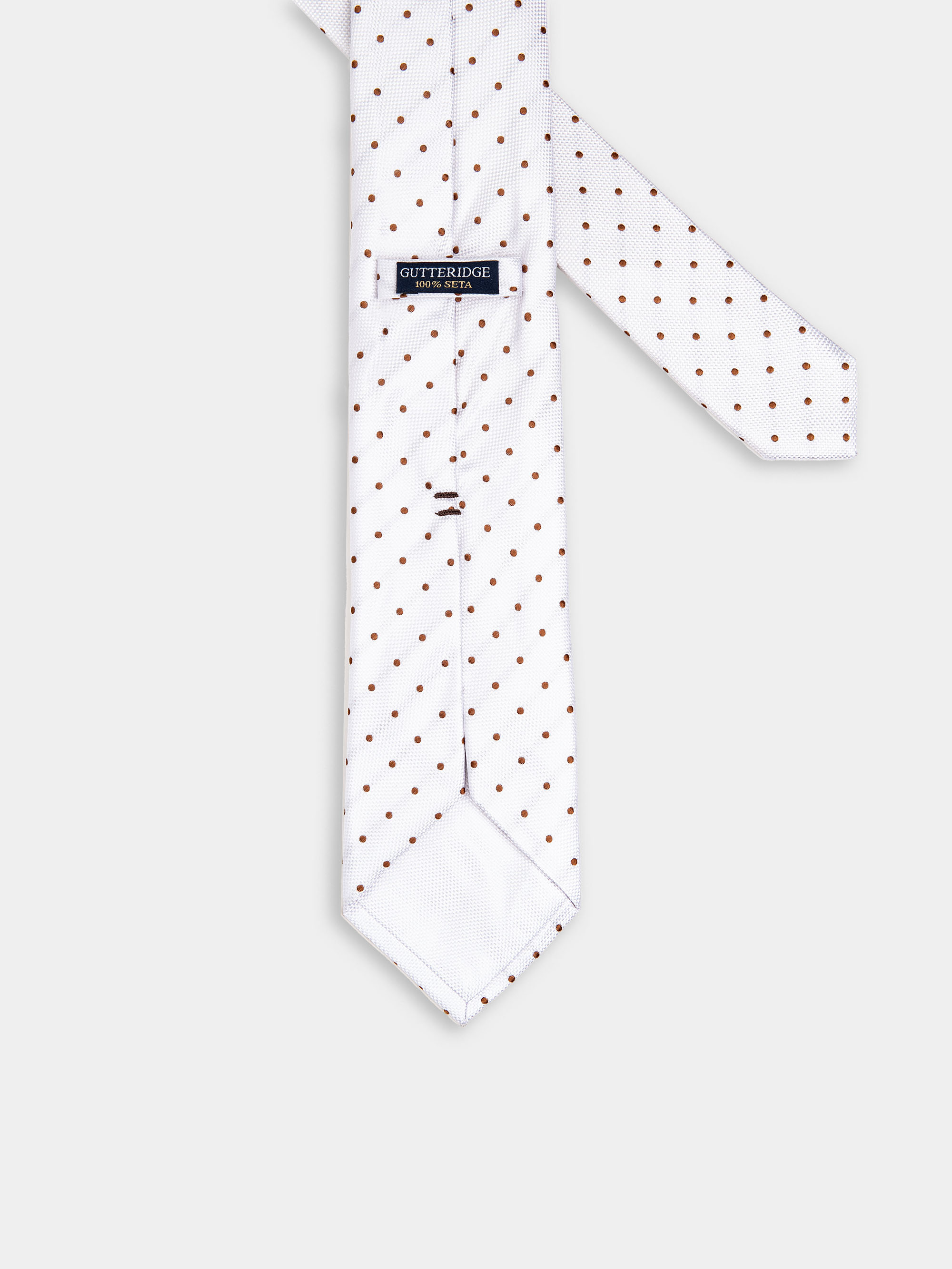 Cravatta in seta a pois, BIANCO