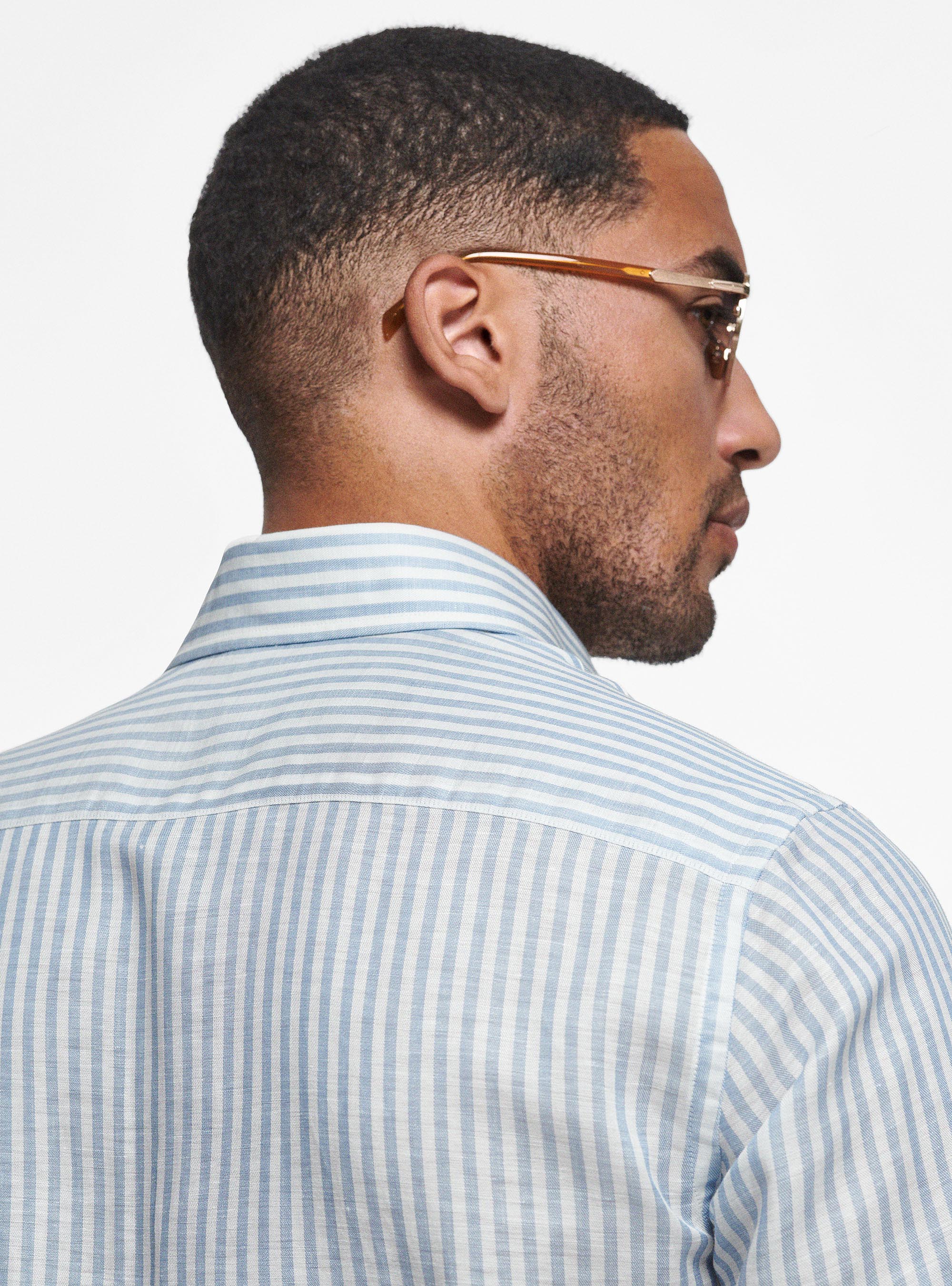 Multicolor Pure Linen Printed Shirt Paired With Crepe Panelled Pants