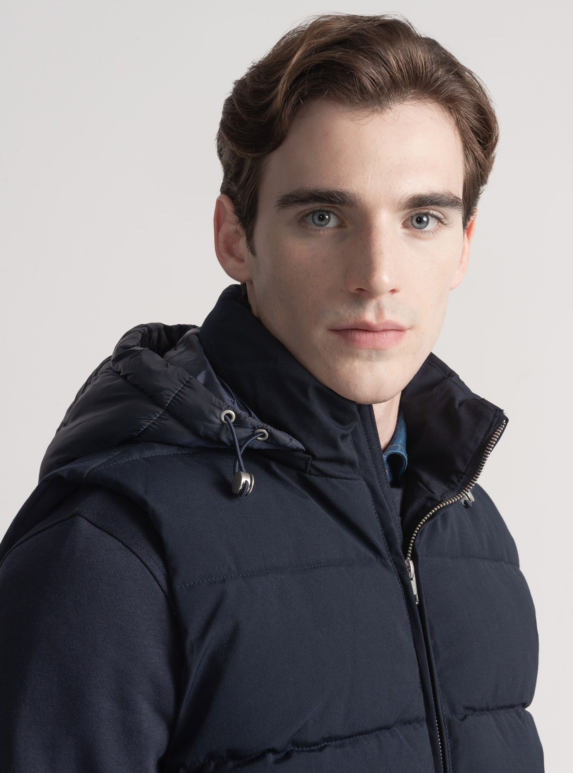 Smanicato imbottito con cappuccio, BLU NAVY