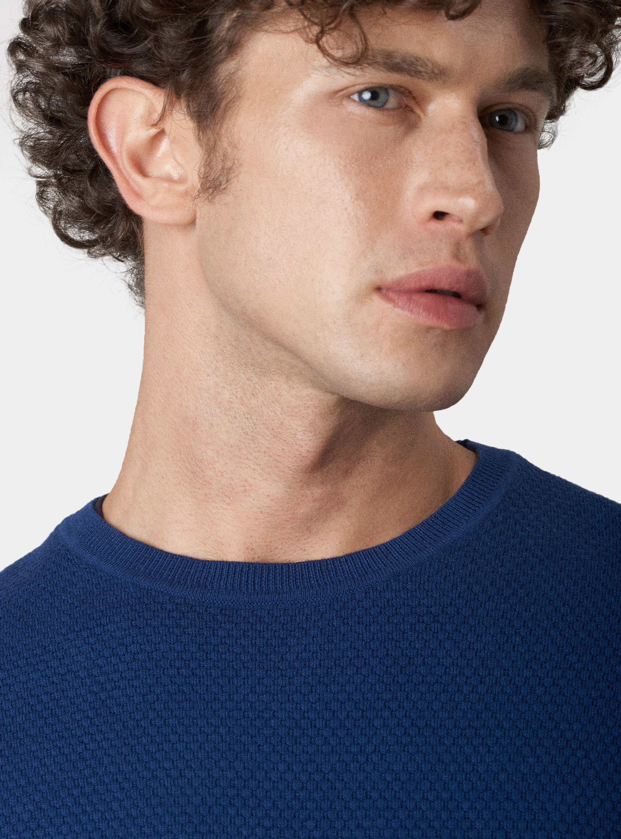 Maglia con collo rotondo in cotone e cashmere, INCHIOSTRO