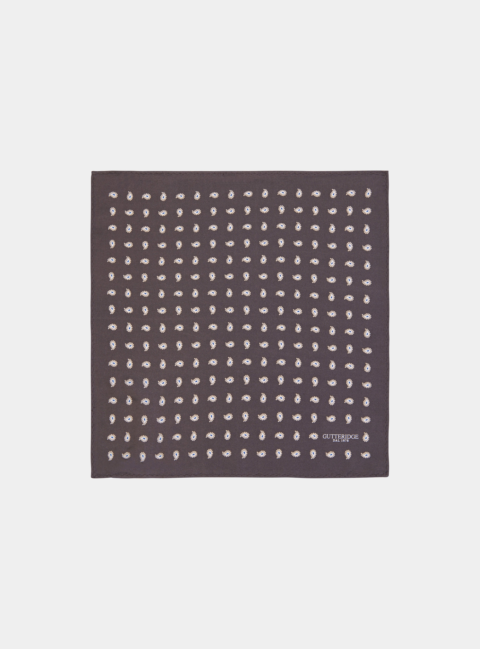 Pochette in seta fantasia paisley, MARRONE