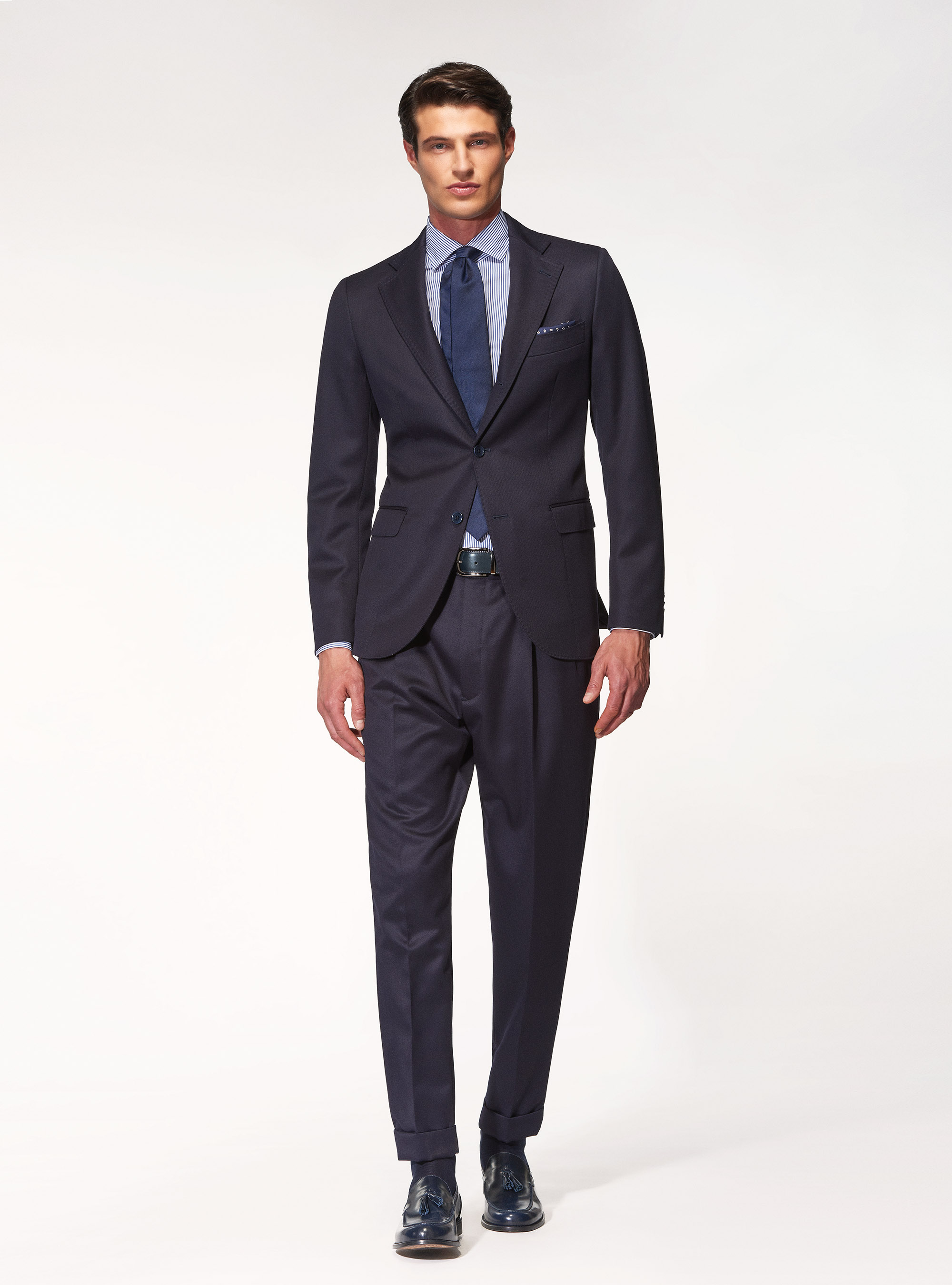 Pantaloni per abito in lana cover Vitale Barberis Canonico, BLU NAVY