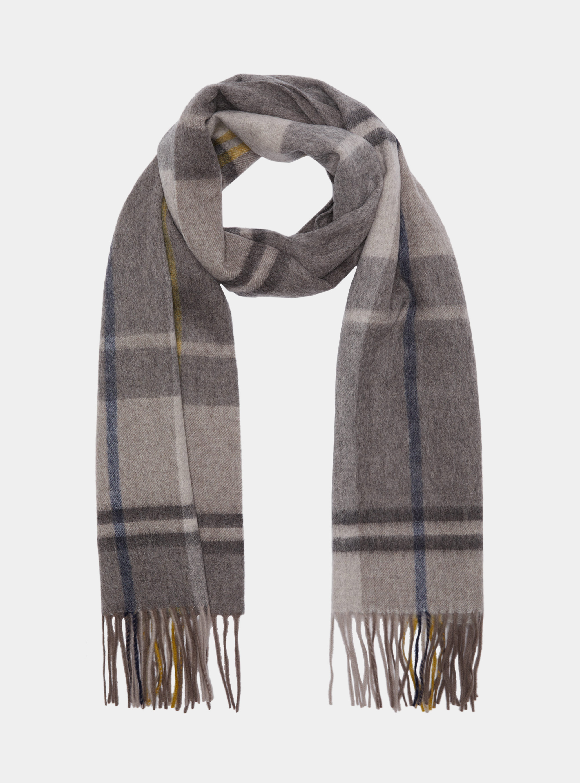 Sciarpa a quadri in lana e cashmere, GRIGIO CHIARO