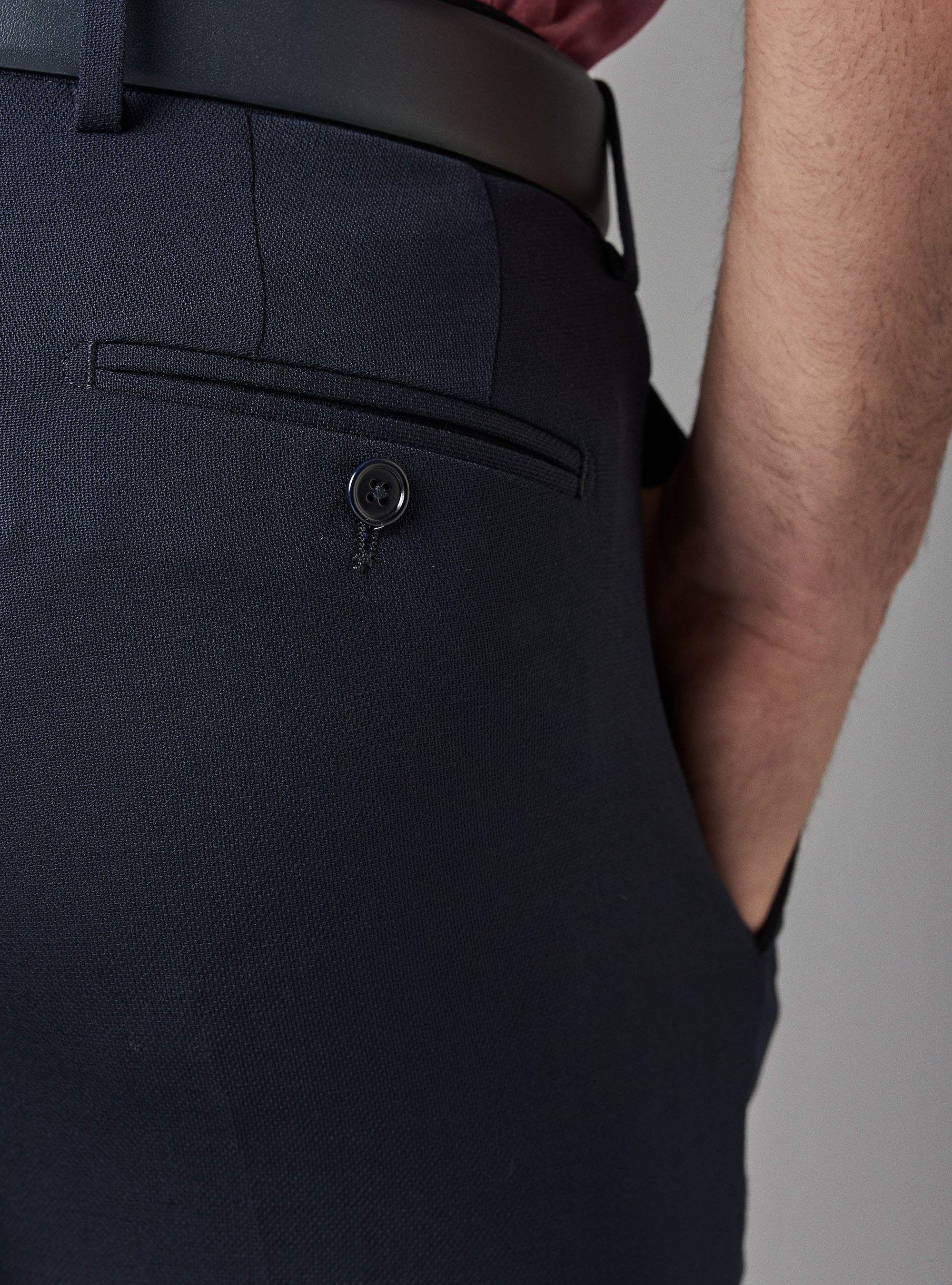 Pantaloni da abito micro texture, BLU NAVY