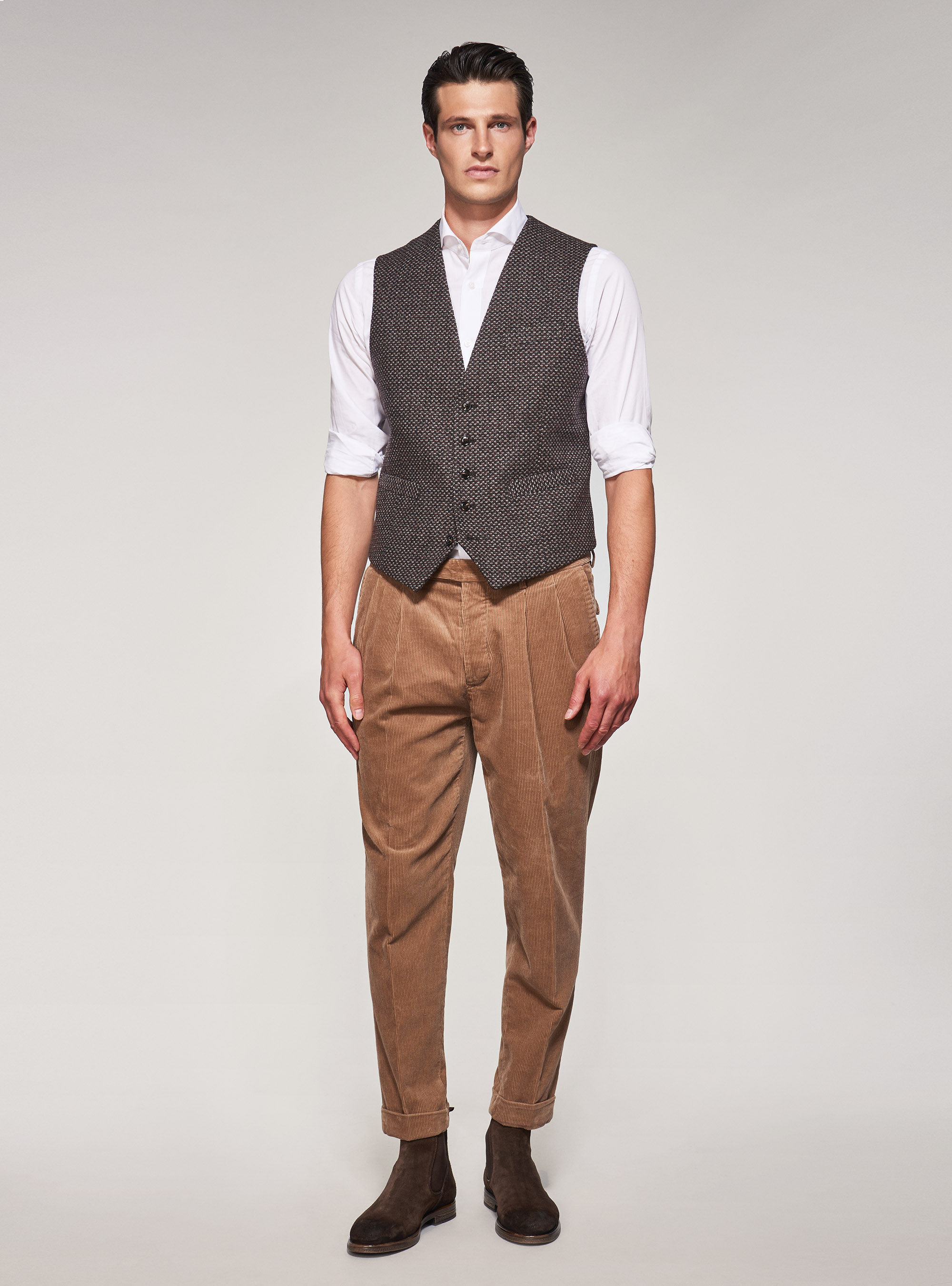 Patterned wool waistcoat, MULTICOLOR