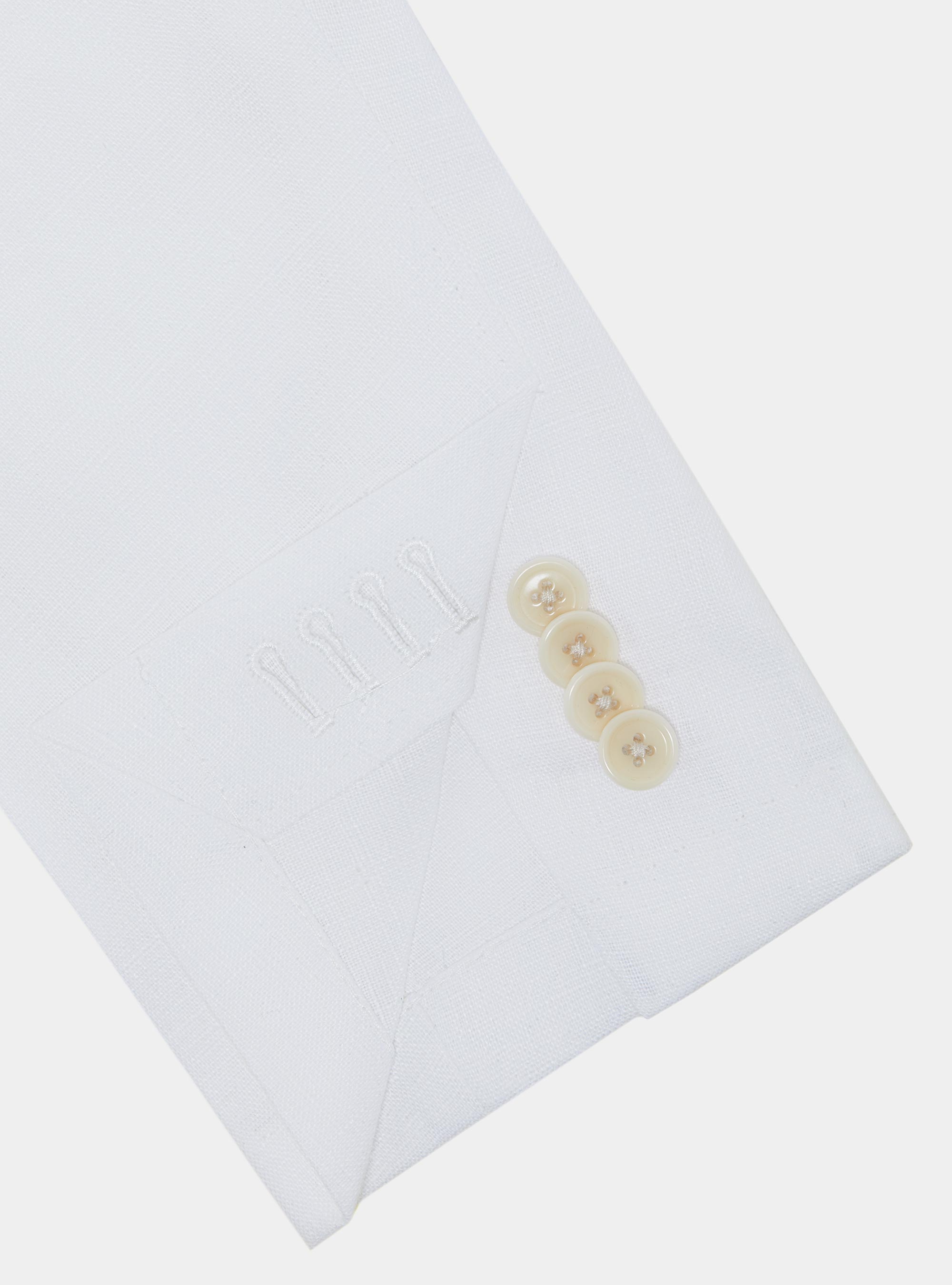 Pure linen double-breasted blazer, WHITE