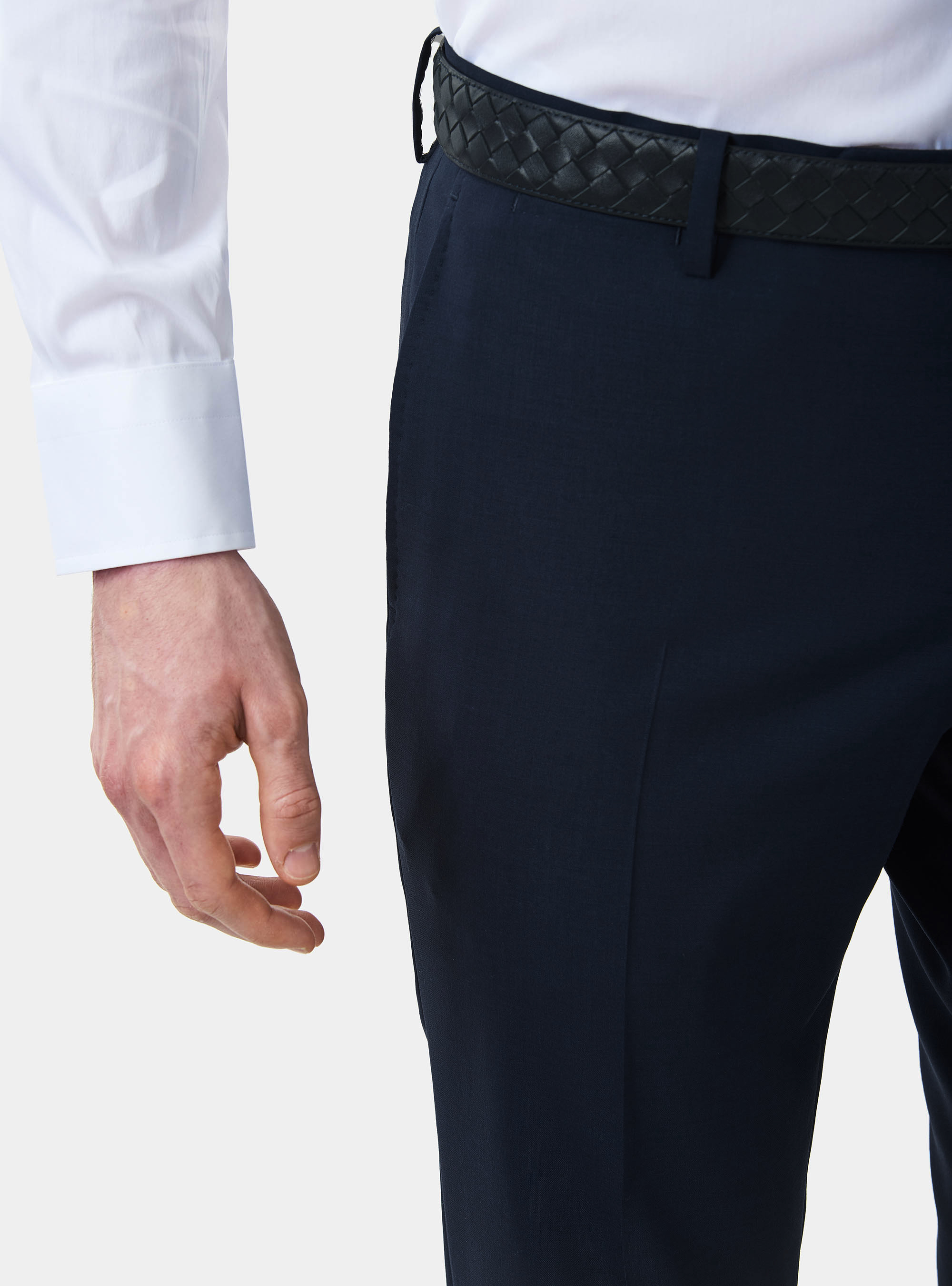 Pantaloni per abito in lana travelwear, BLU NAVY