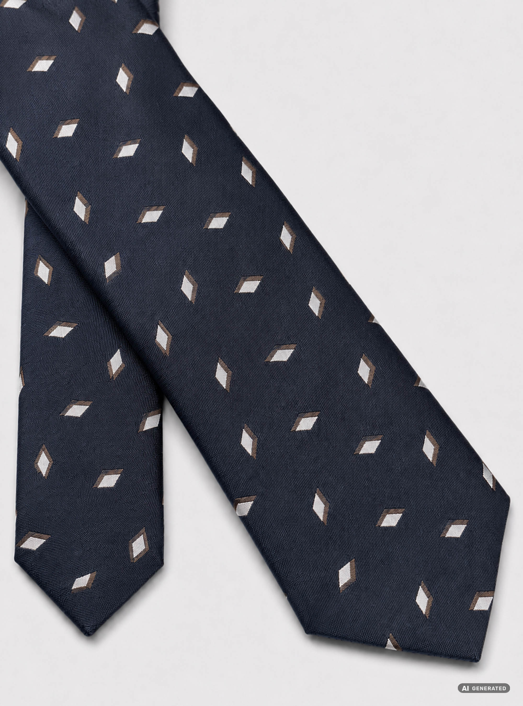 Cravatta in twill di seta con fantasia geometrica, BLU NAVY