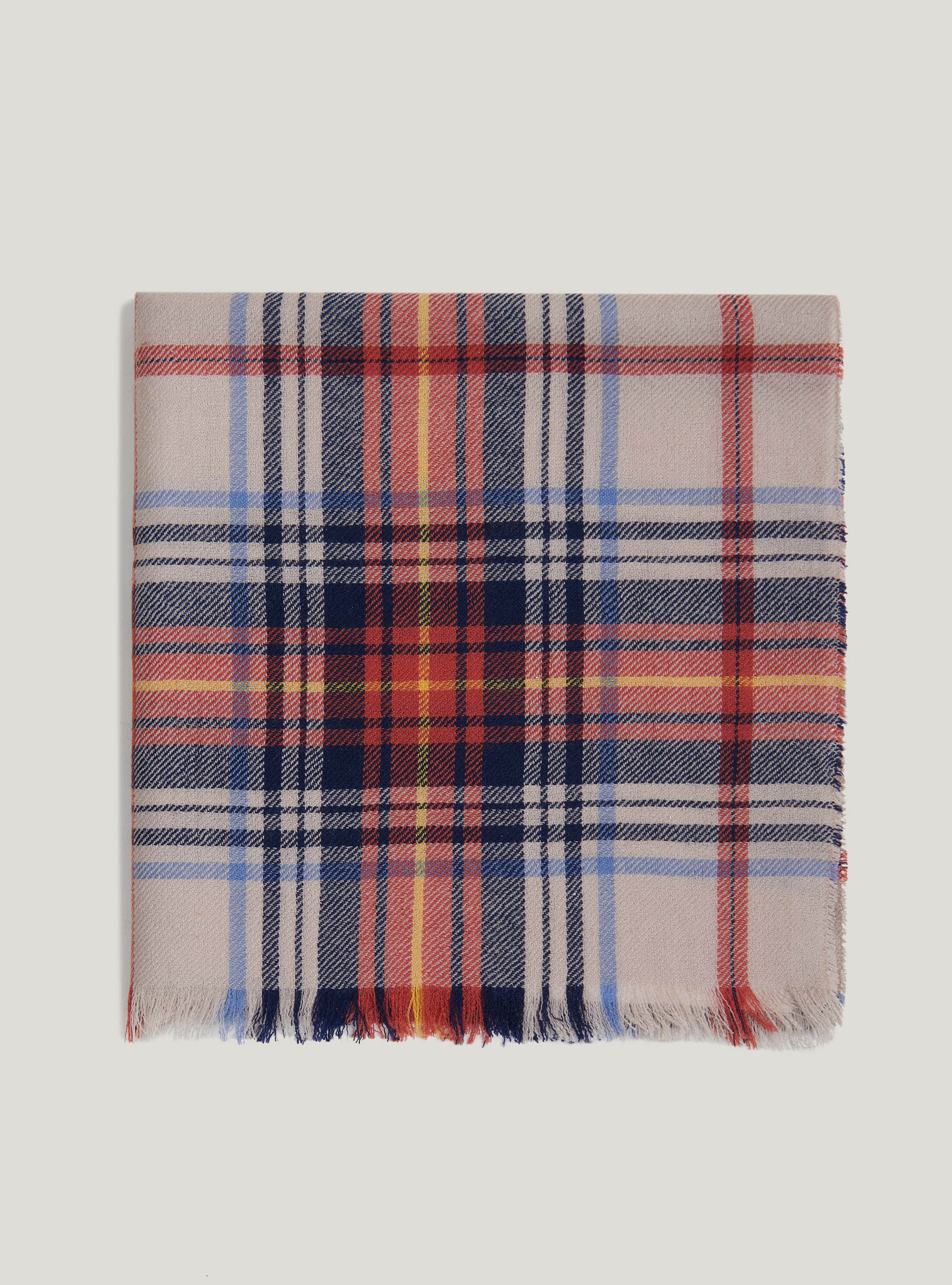 Sciarpa in lana a quadri, ECRU