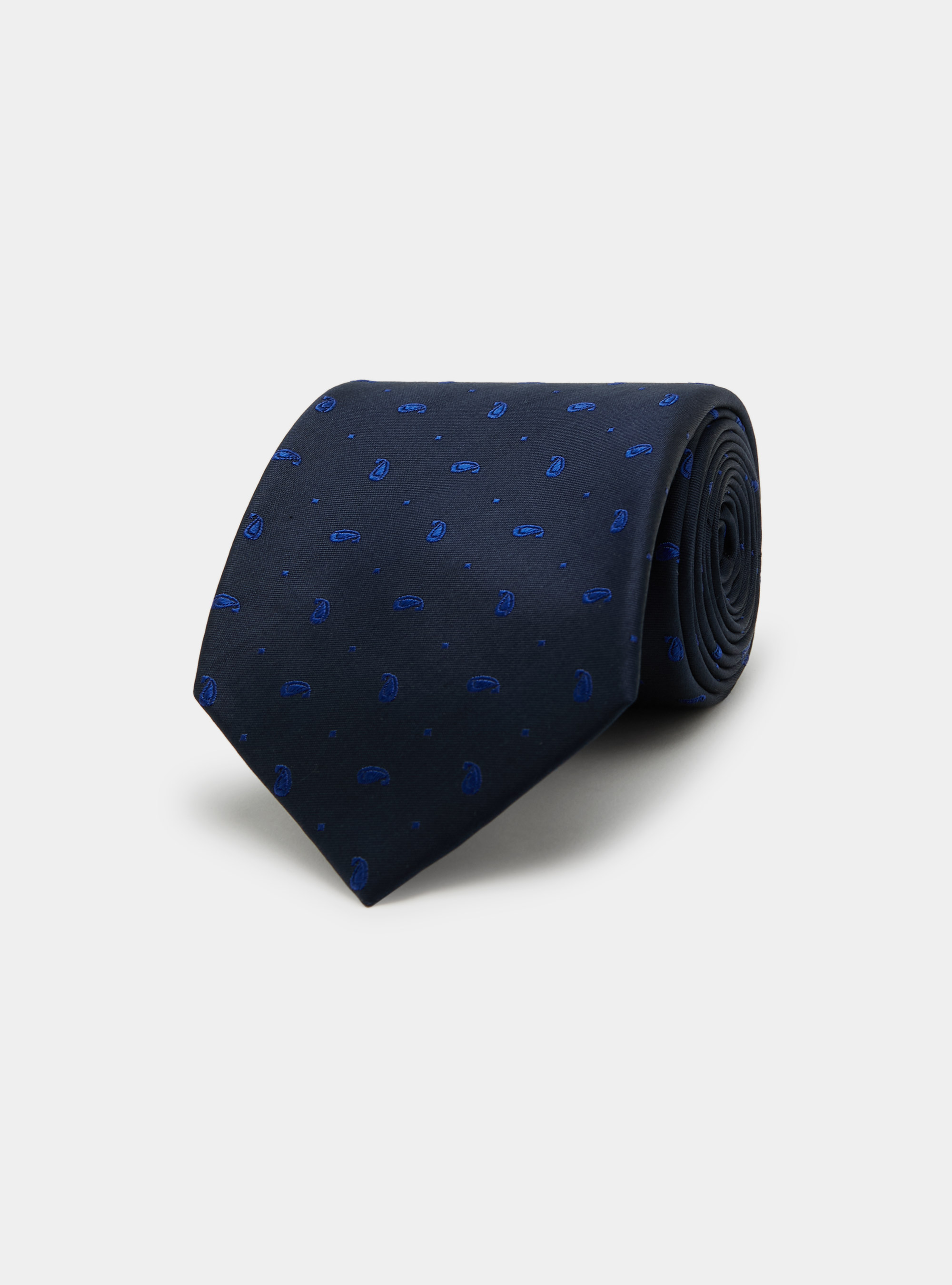 Cravatta in seta jacquard motivo paisley, NAVY/BLU B99