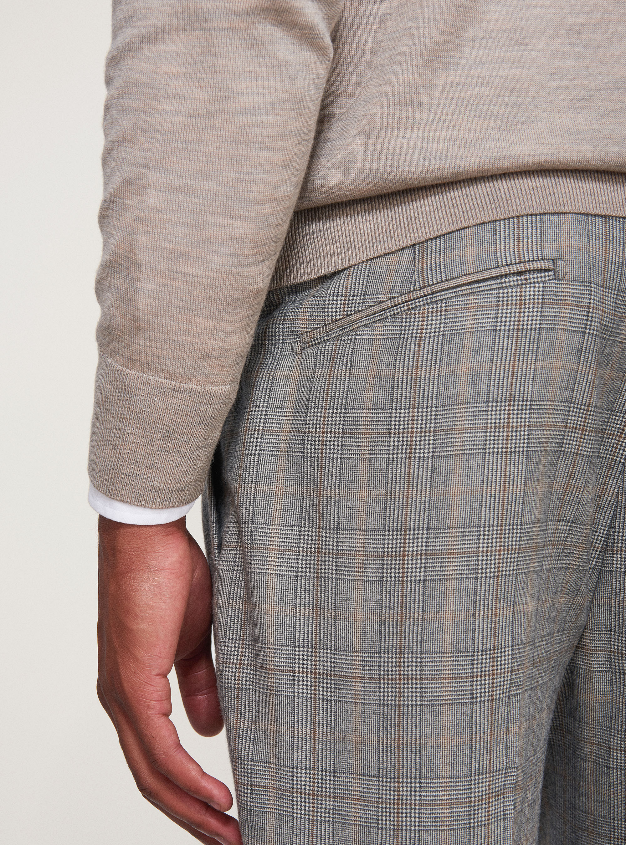Pantaloni per abito Principe di Galles in lana superfine 120's, GRIGIO CHIARO