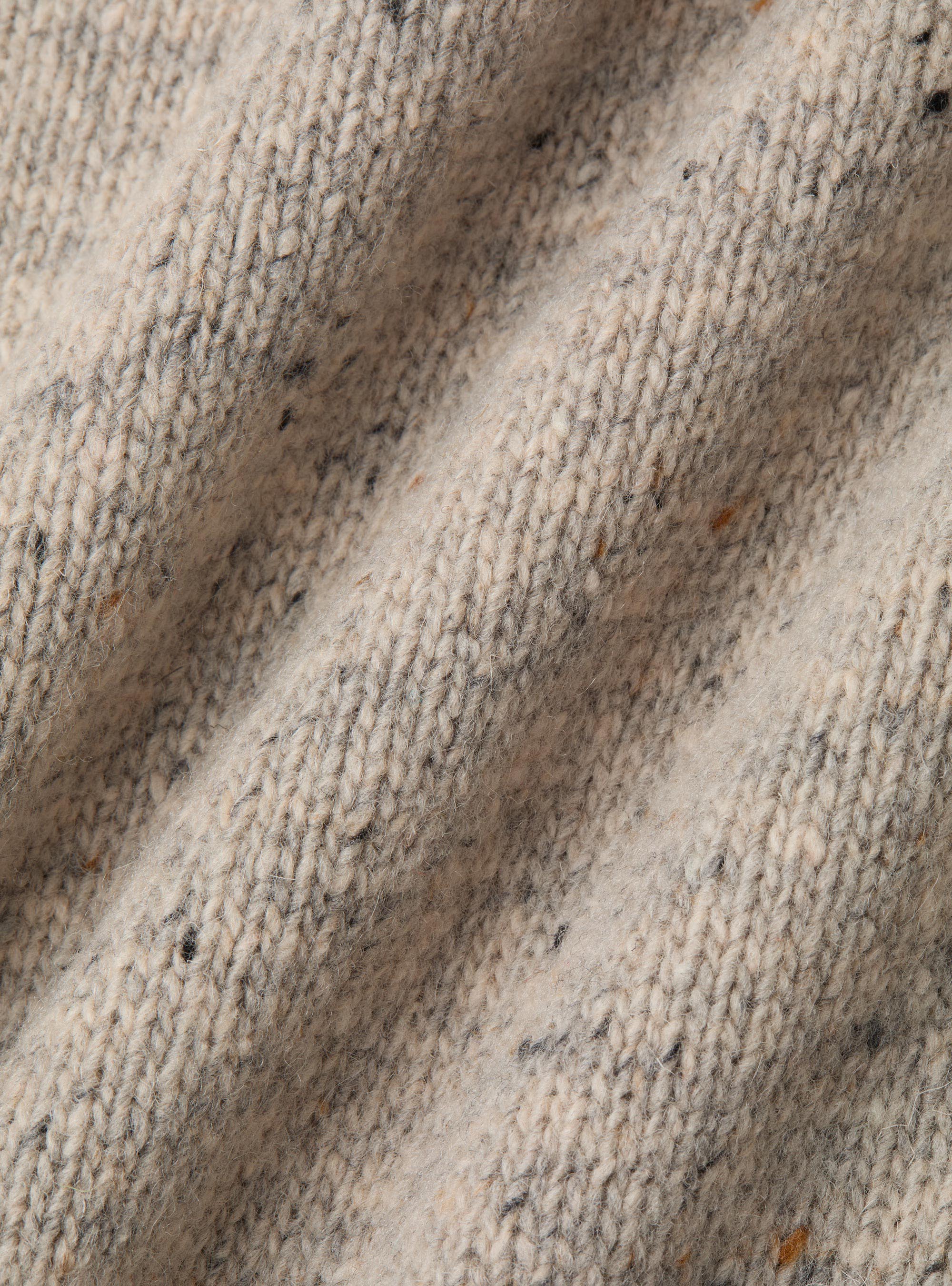 Donegal-style merino wool blend crewneck sweater, LIGHT GREY MELANGE