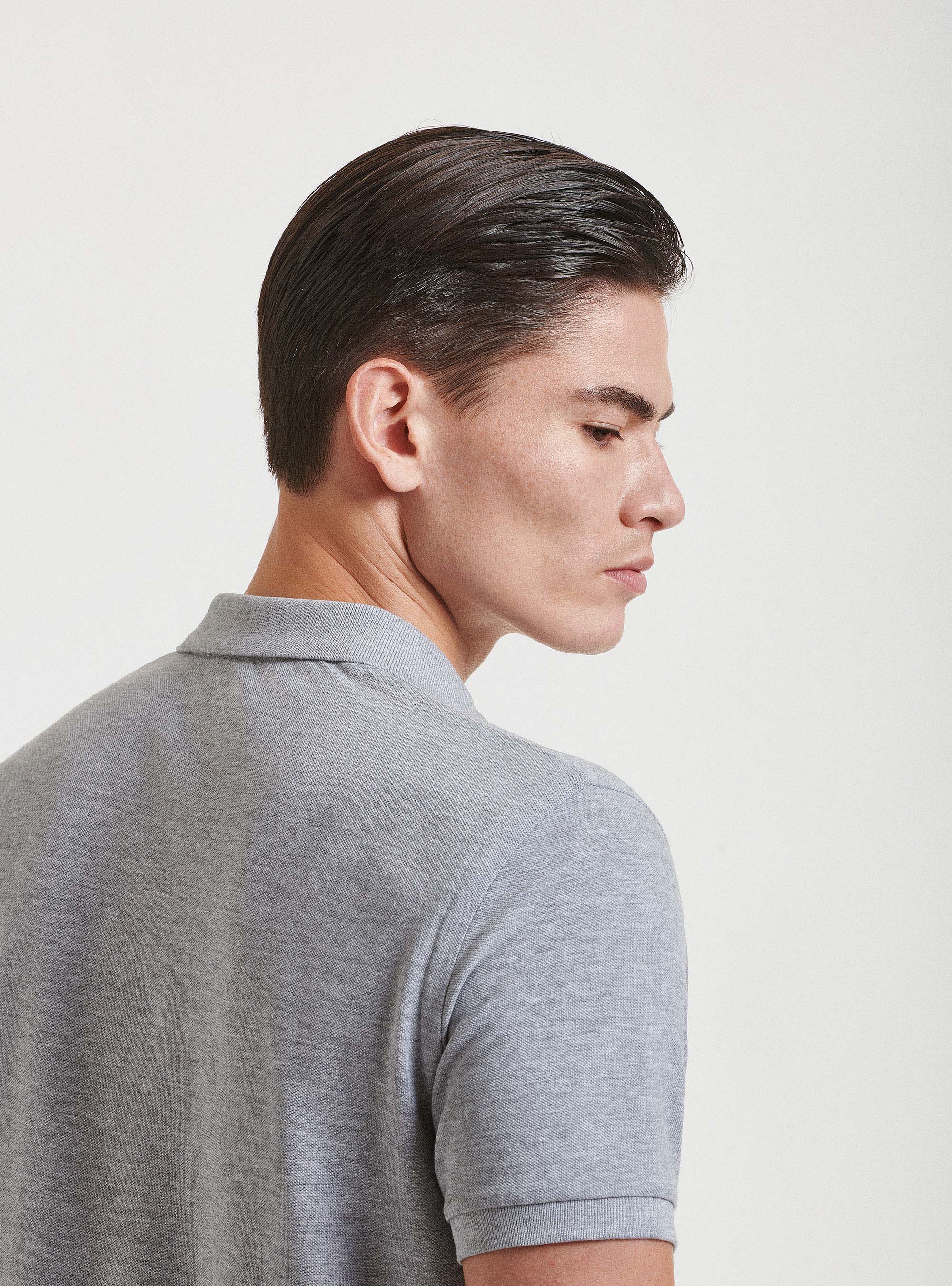 Polo in piquet con ricamo, GRIGIO CHIARO