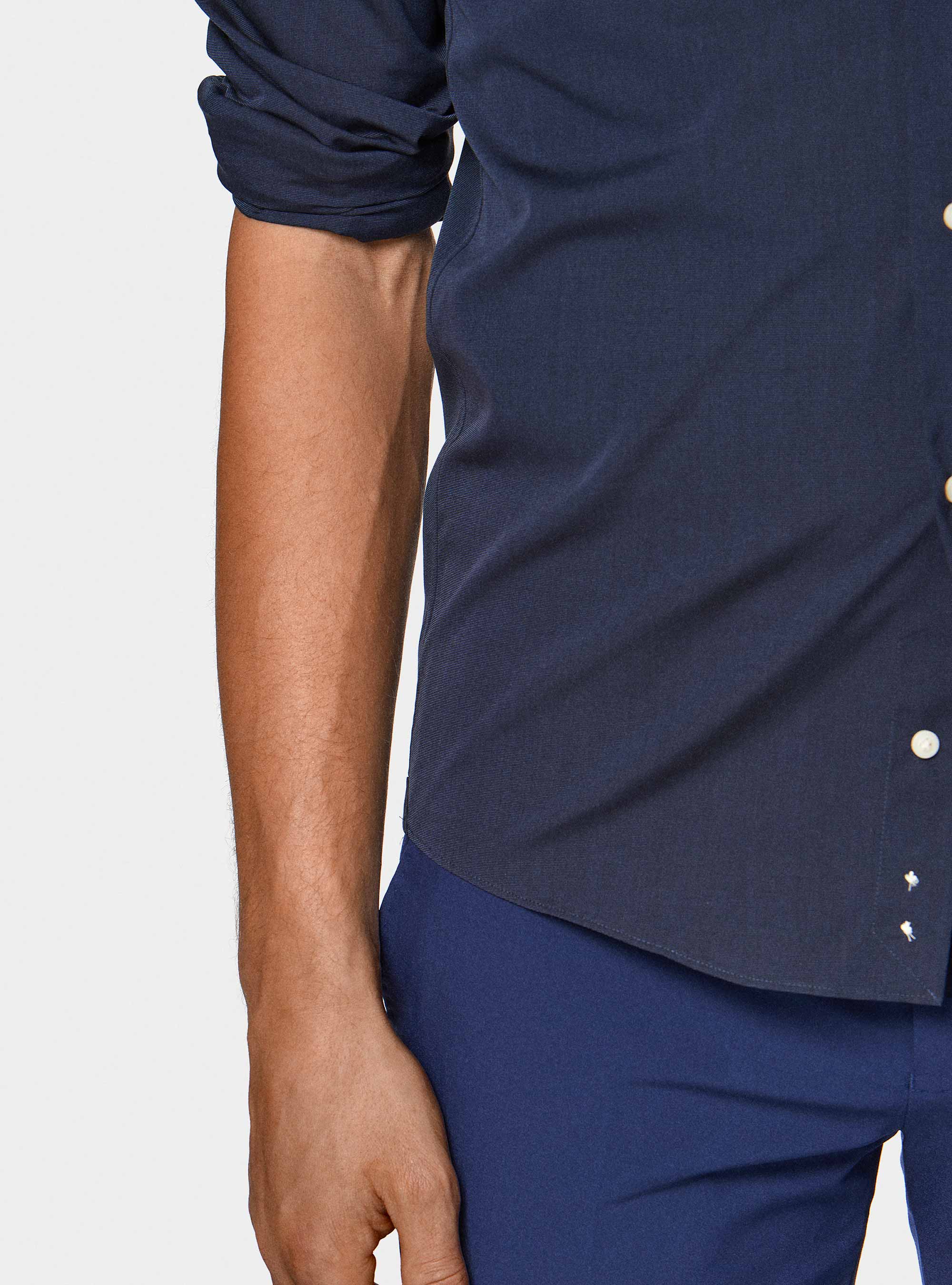 Cotton fil a fil shirt, NAVY BLUE