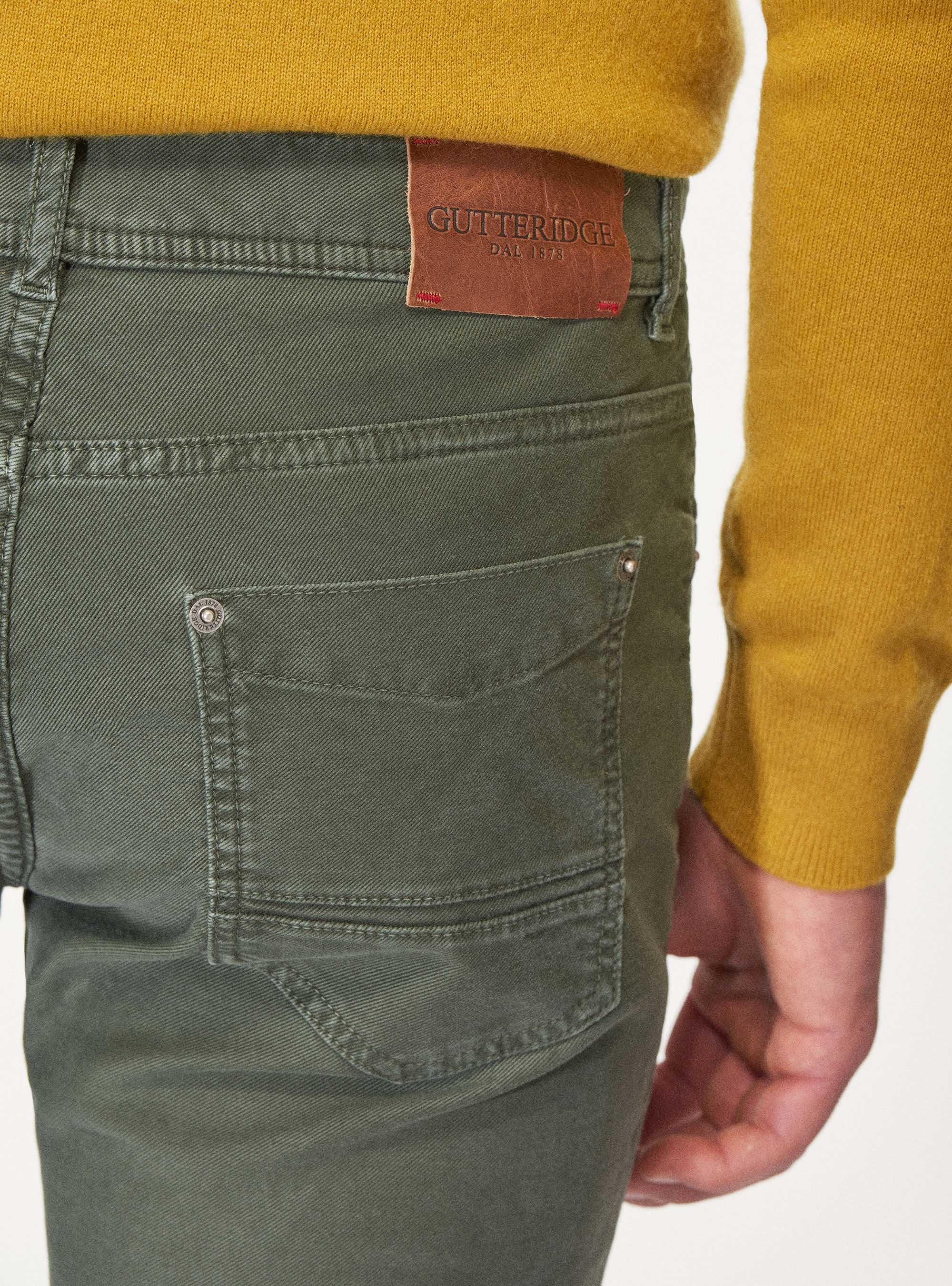 Pantaloni 5 tasche in twill garment dyed, MILITARE 0609C