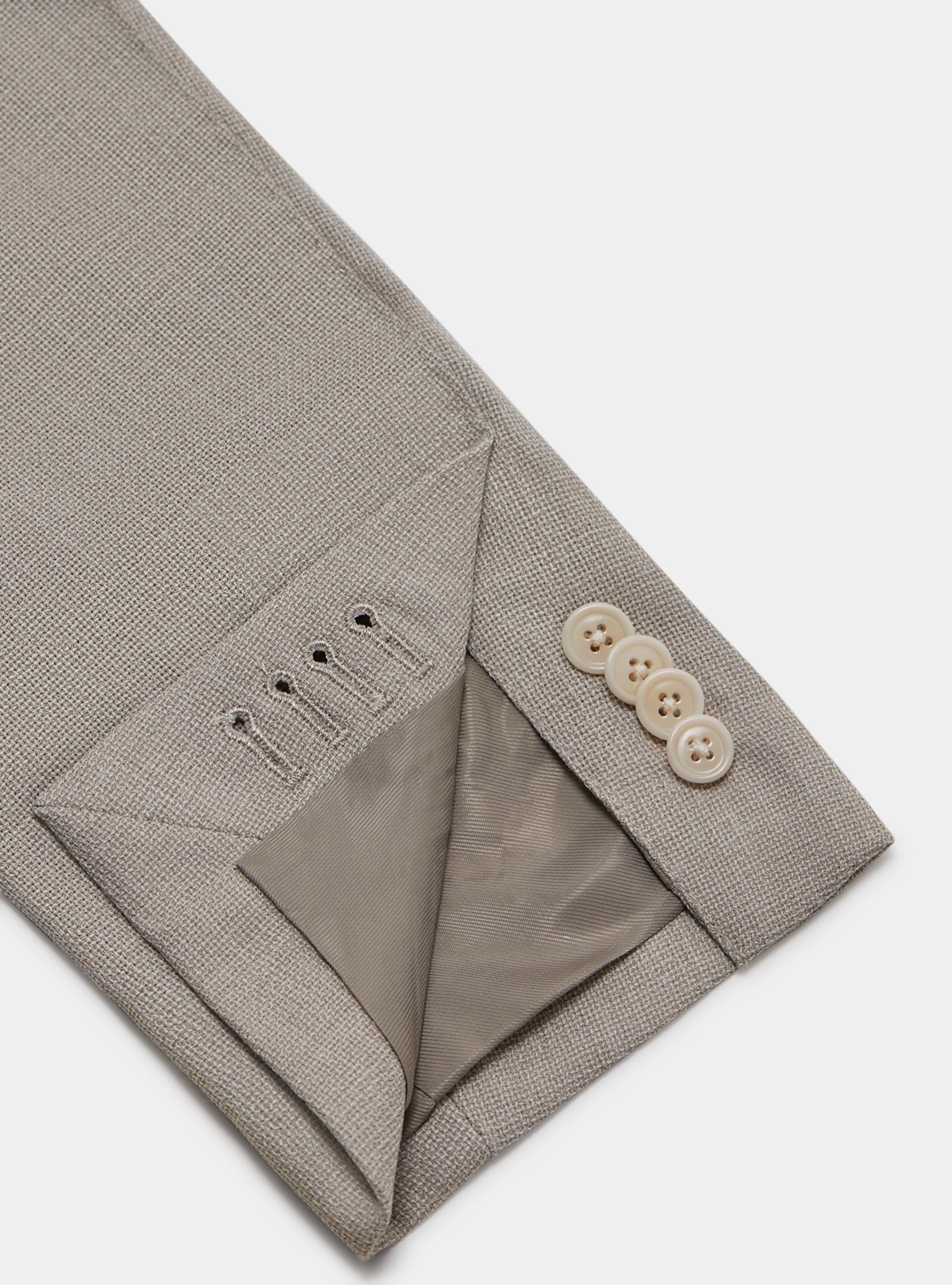 Micro-textured wool blazer, ECRU