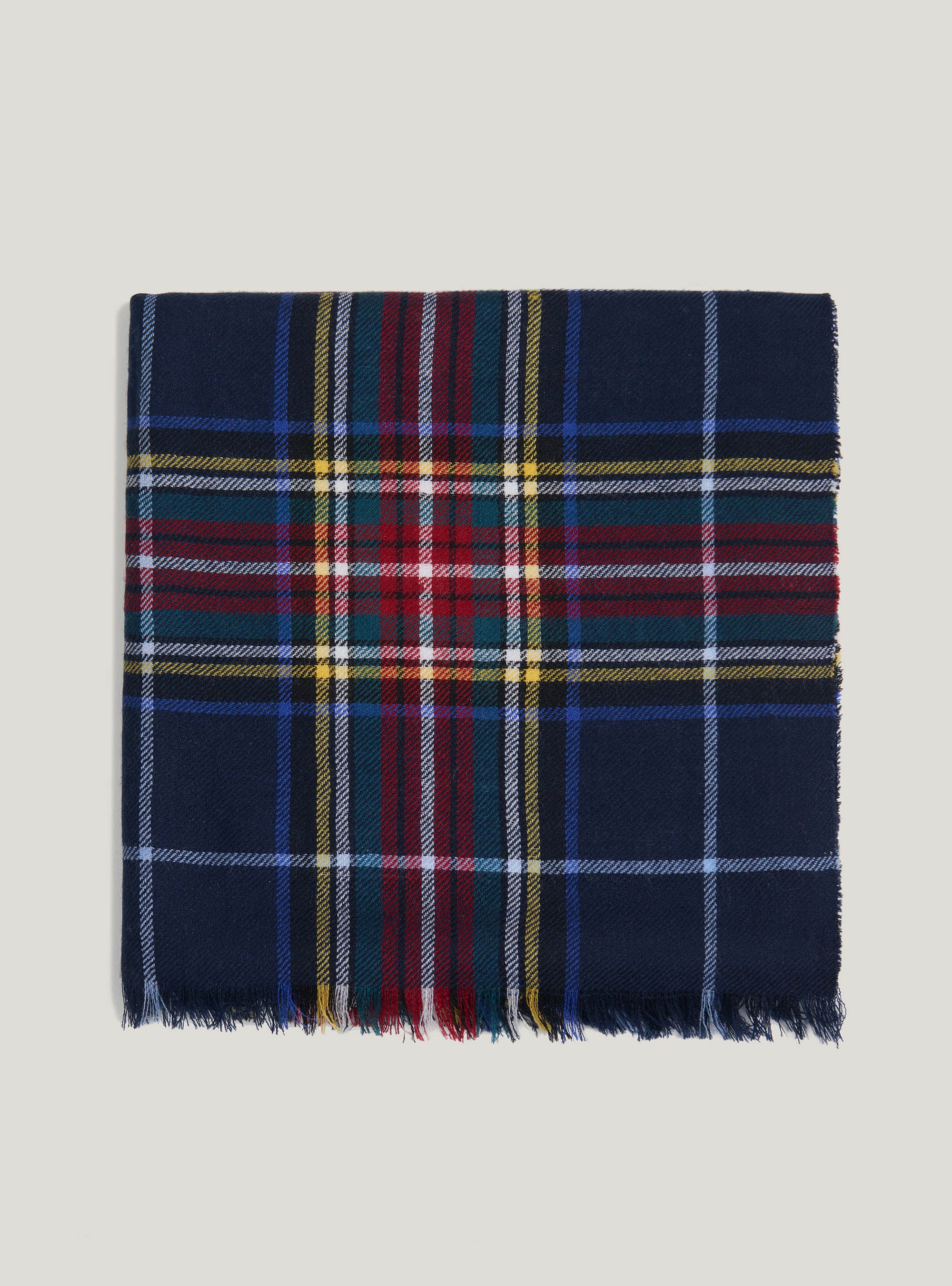 Sciarpa in lana a quadri, BLU NAVY