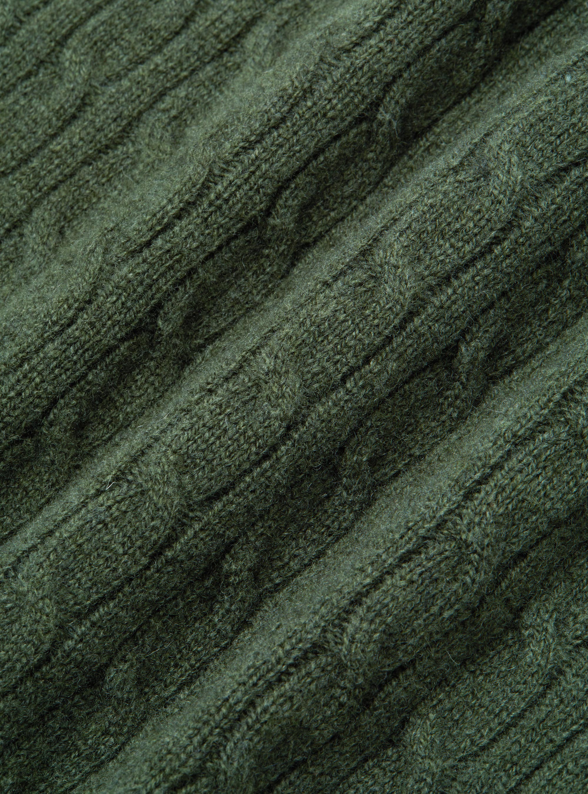 Maglia girocollo in lana cashmere a treccia, MILITARE 0609C