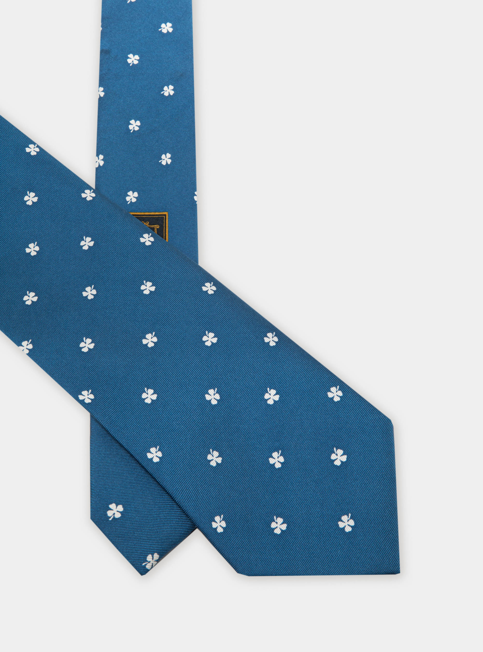 Cloverleaf print silk tie, INK