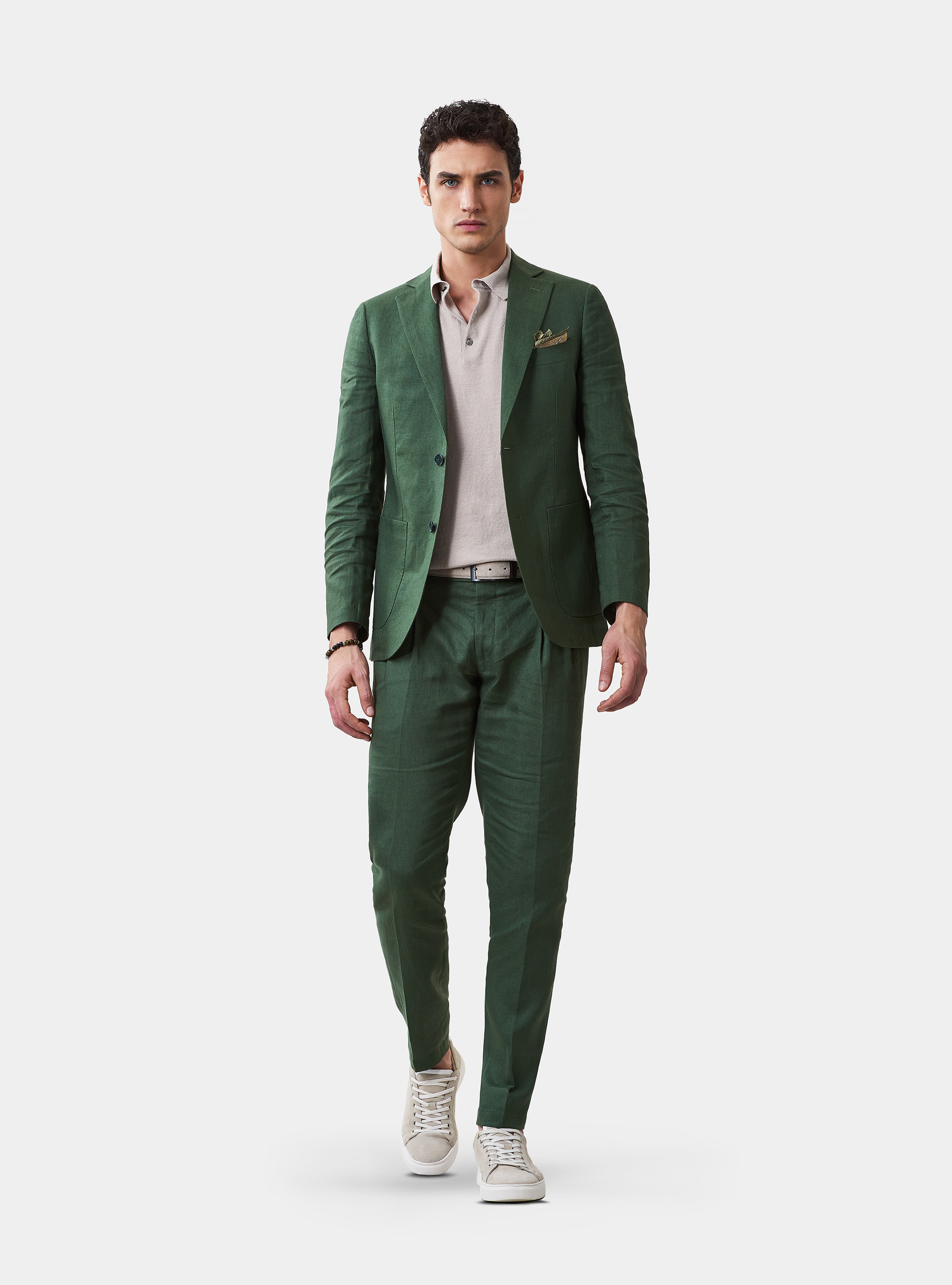 Pure Linen Suit Trousers, GREEN