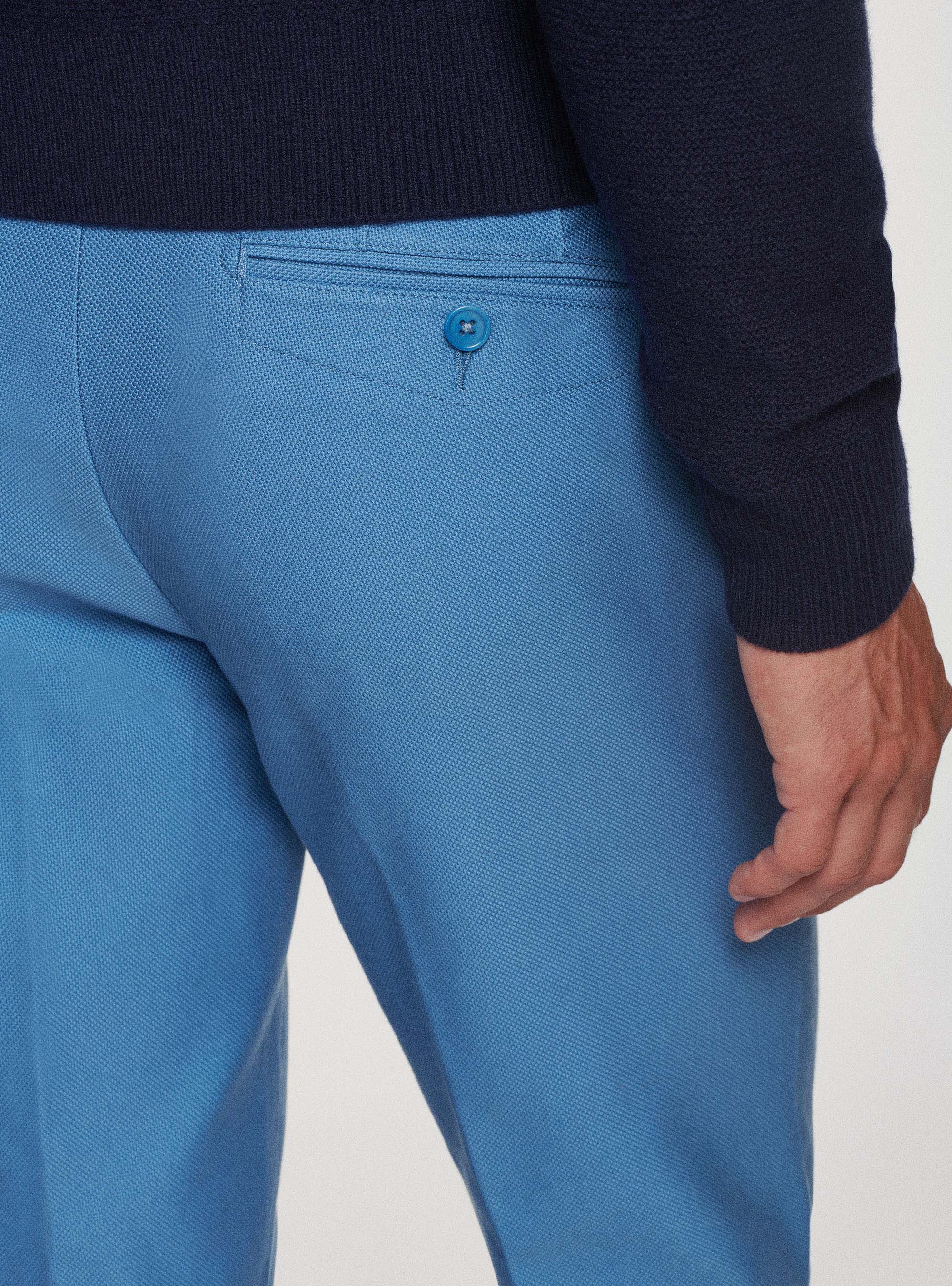 Pantaloni chino slim fit in cotone armaturato, 0243C DENIM