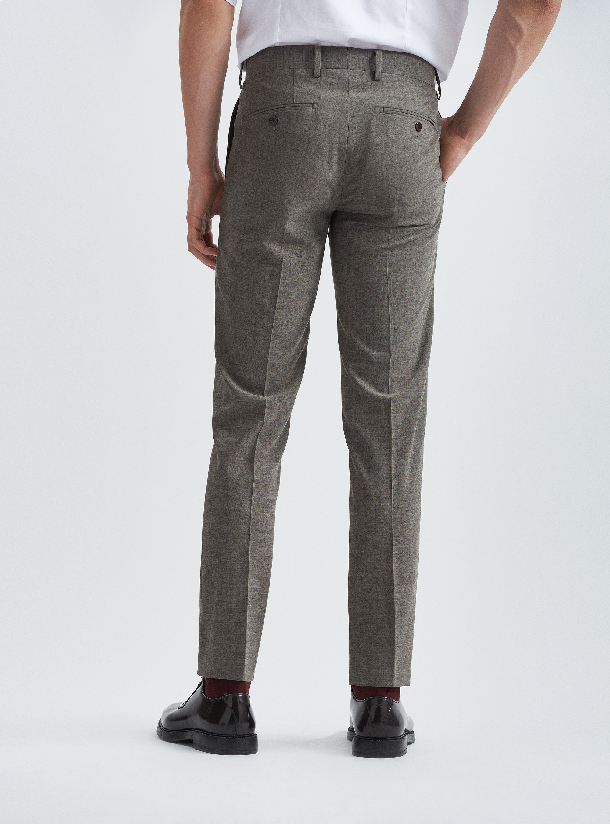Fresh wool suit trousers, ECRU