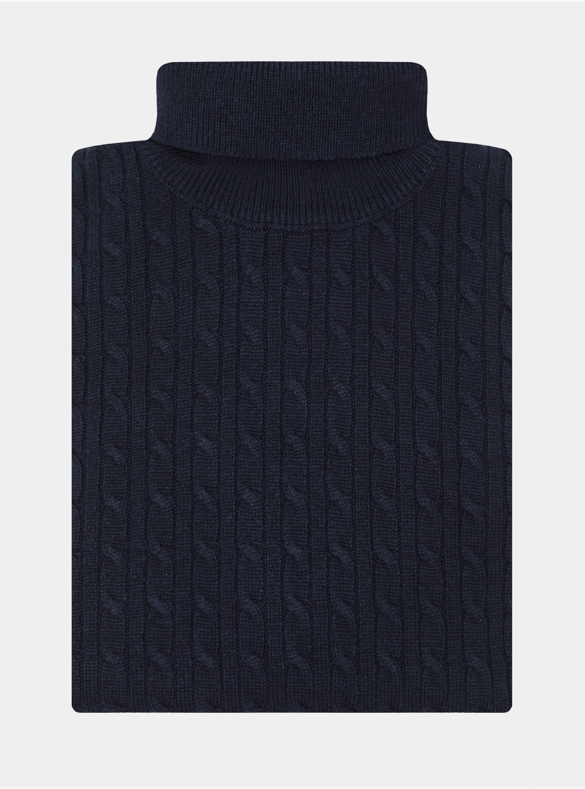 Wool-blend turtleneck sweater with braid, NAVY BLUE