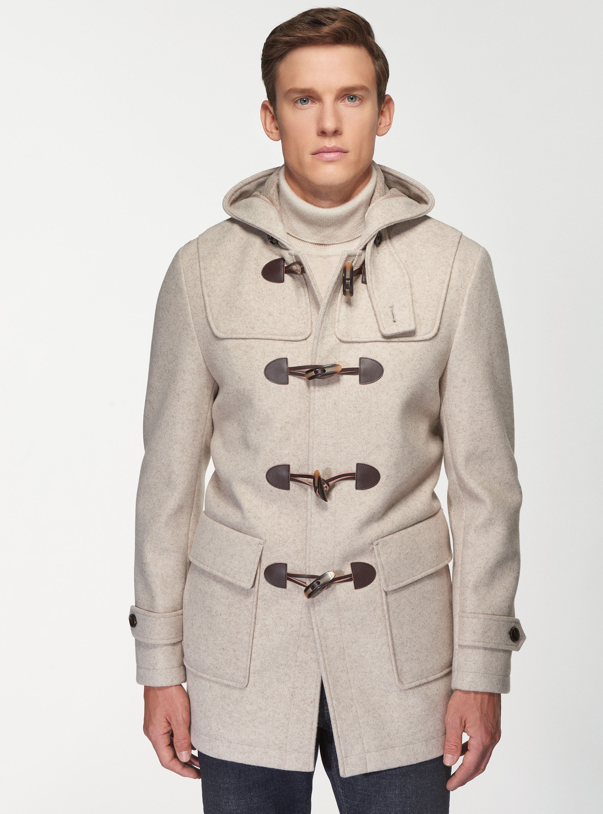 Montgomery with hood in wool blend, ECRU