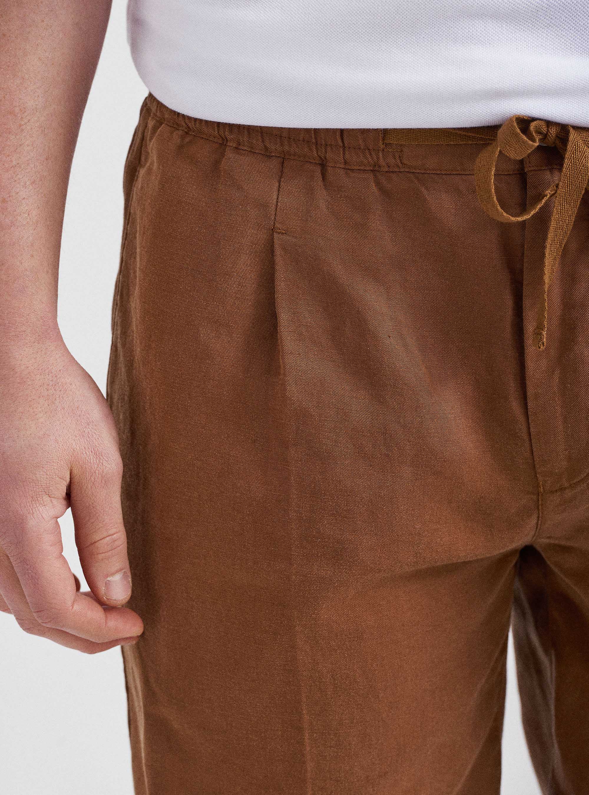 Linen Bermuda shorts with drawstrings, MULTICOLOR