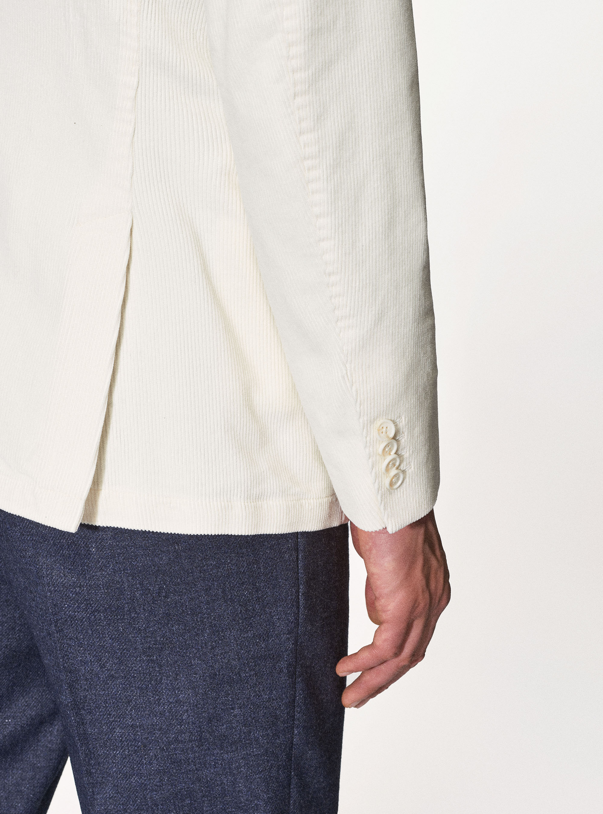 Giacca in velluto a coste di cotone, PANNA