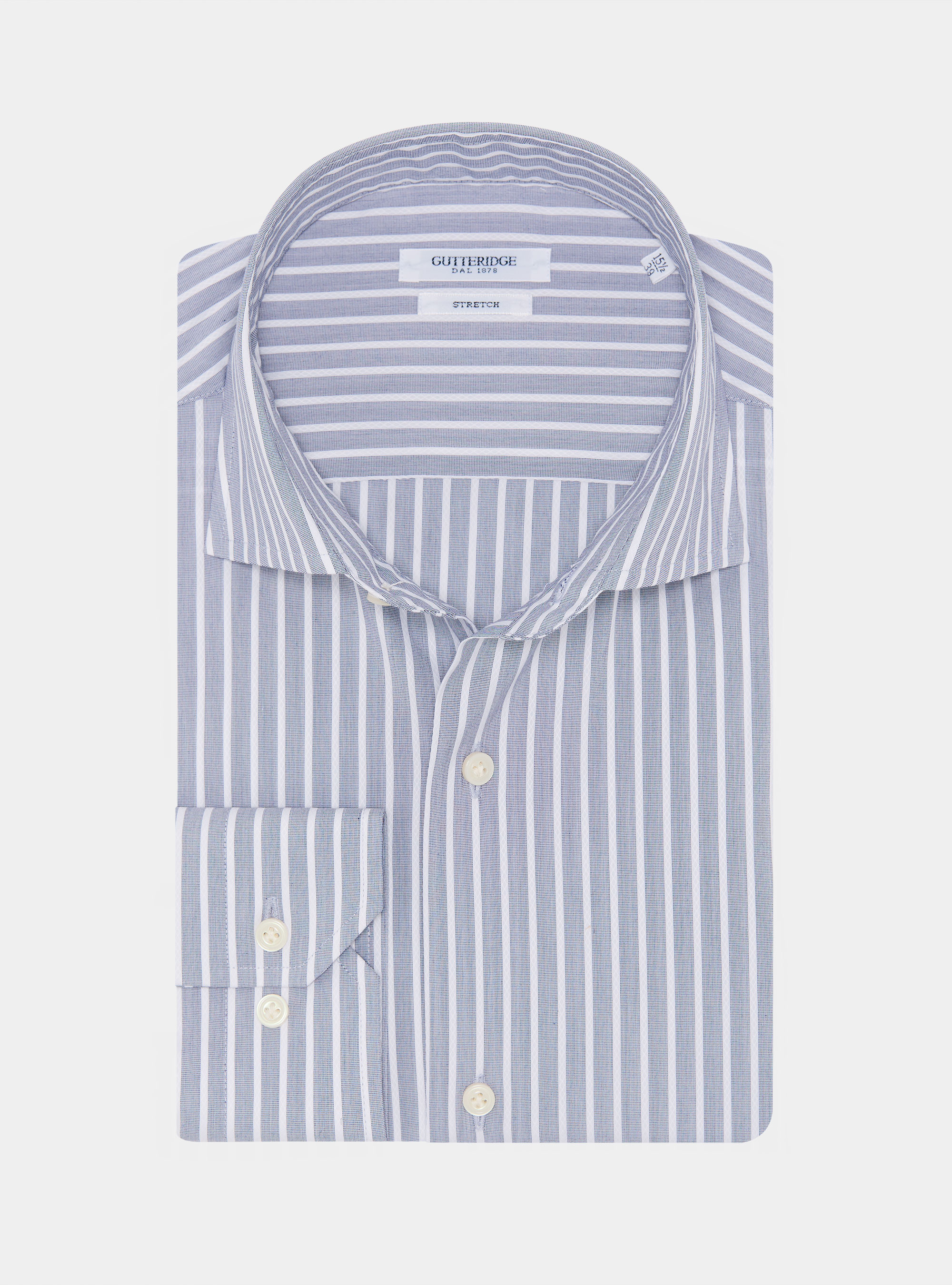 Stretch cotton blend striped shirt, BLUE
