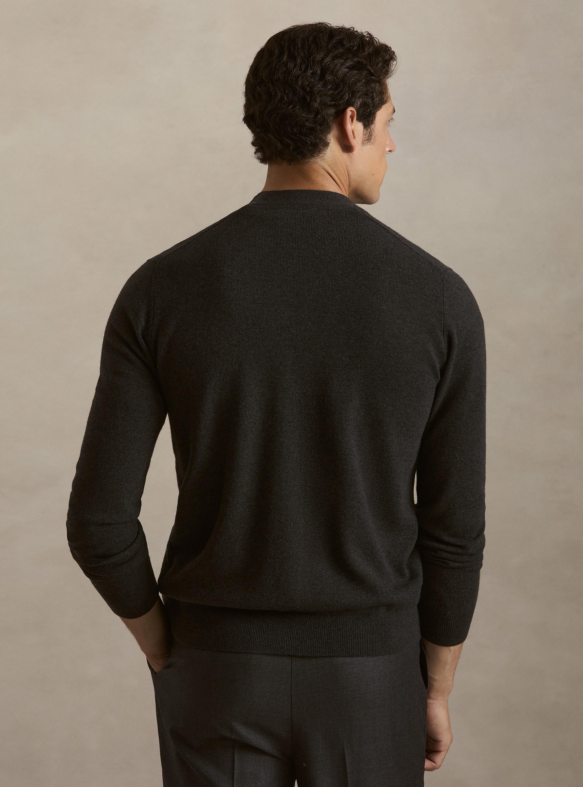 C&aacute;rdigan de punto en lana lambswool y cachemira, GRIS MARENGO