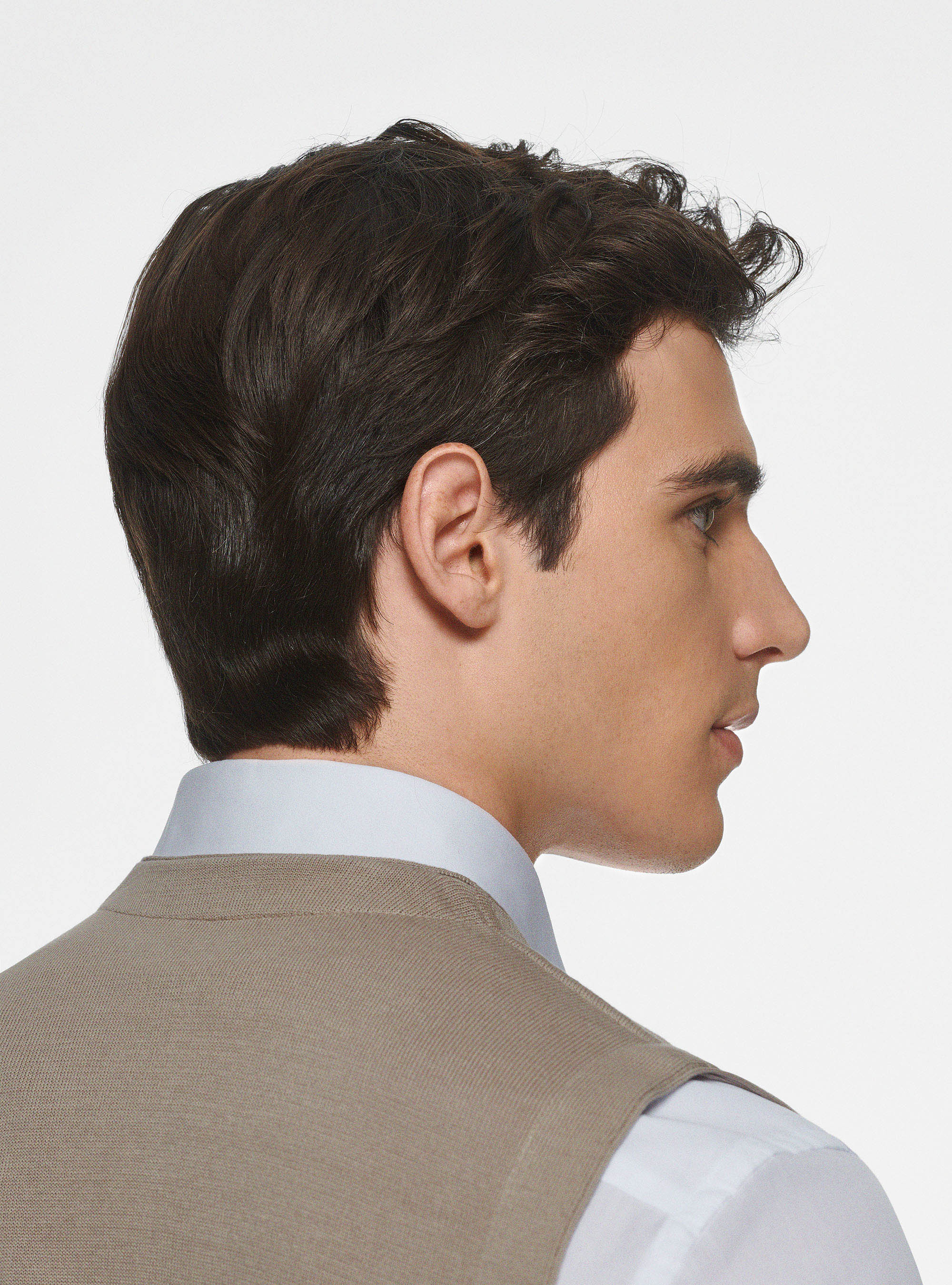 Gilet doppiopetto in maglia di cotone, SABBIA