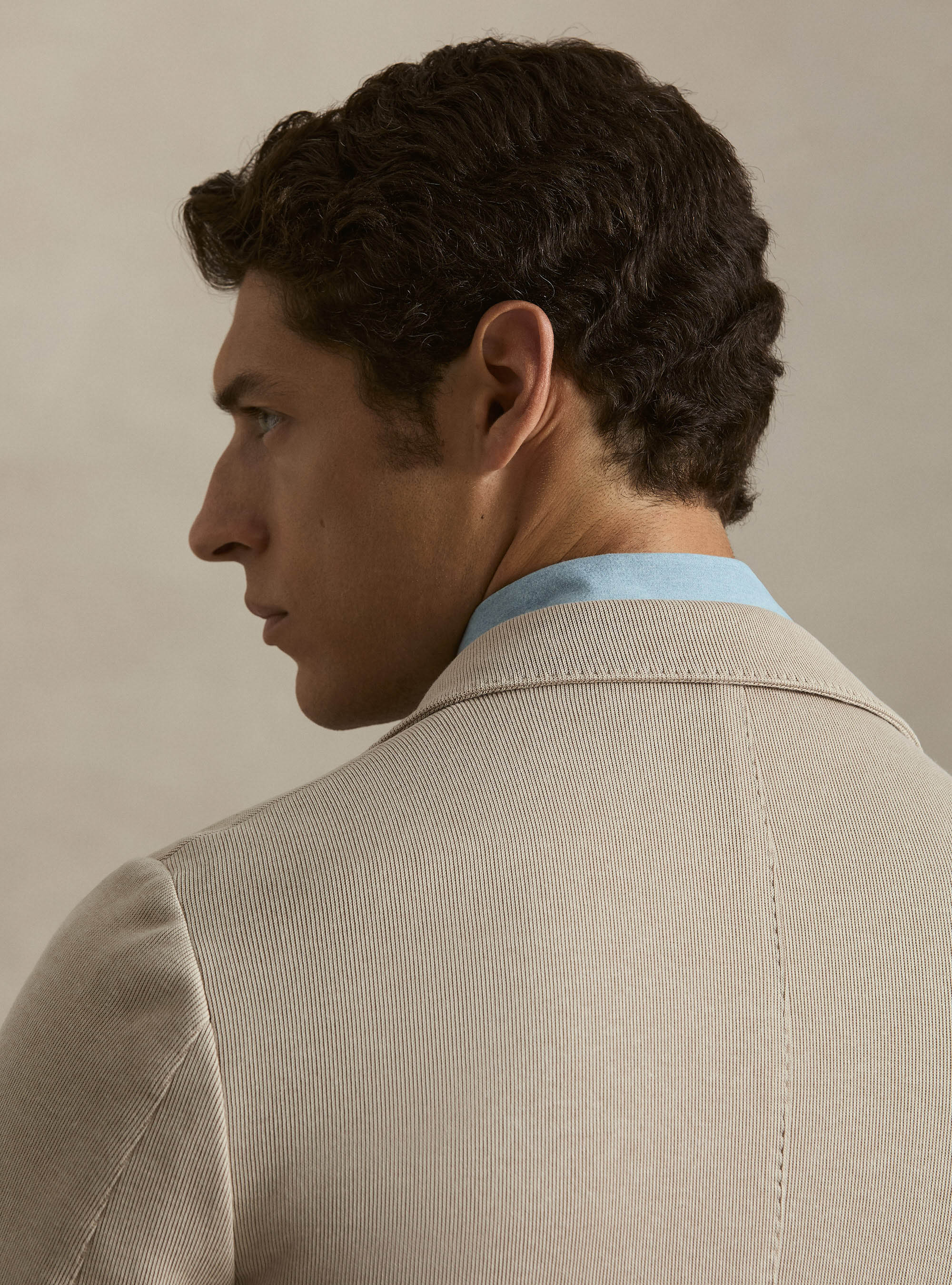 Cotton-Blend Jersey Blazer, ECRU