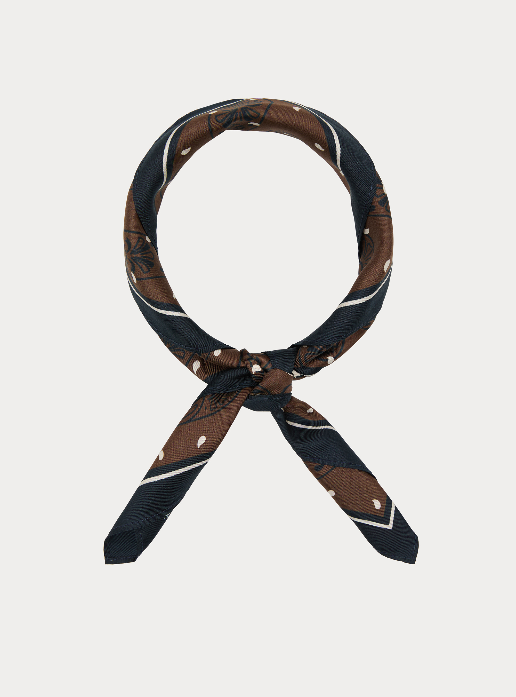 Foulard in seta stampata fantasia macro paisley, BROWN