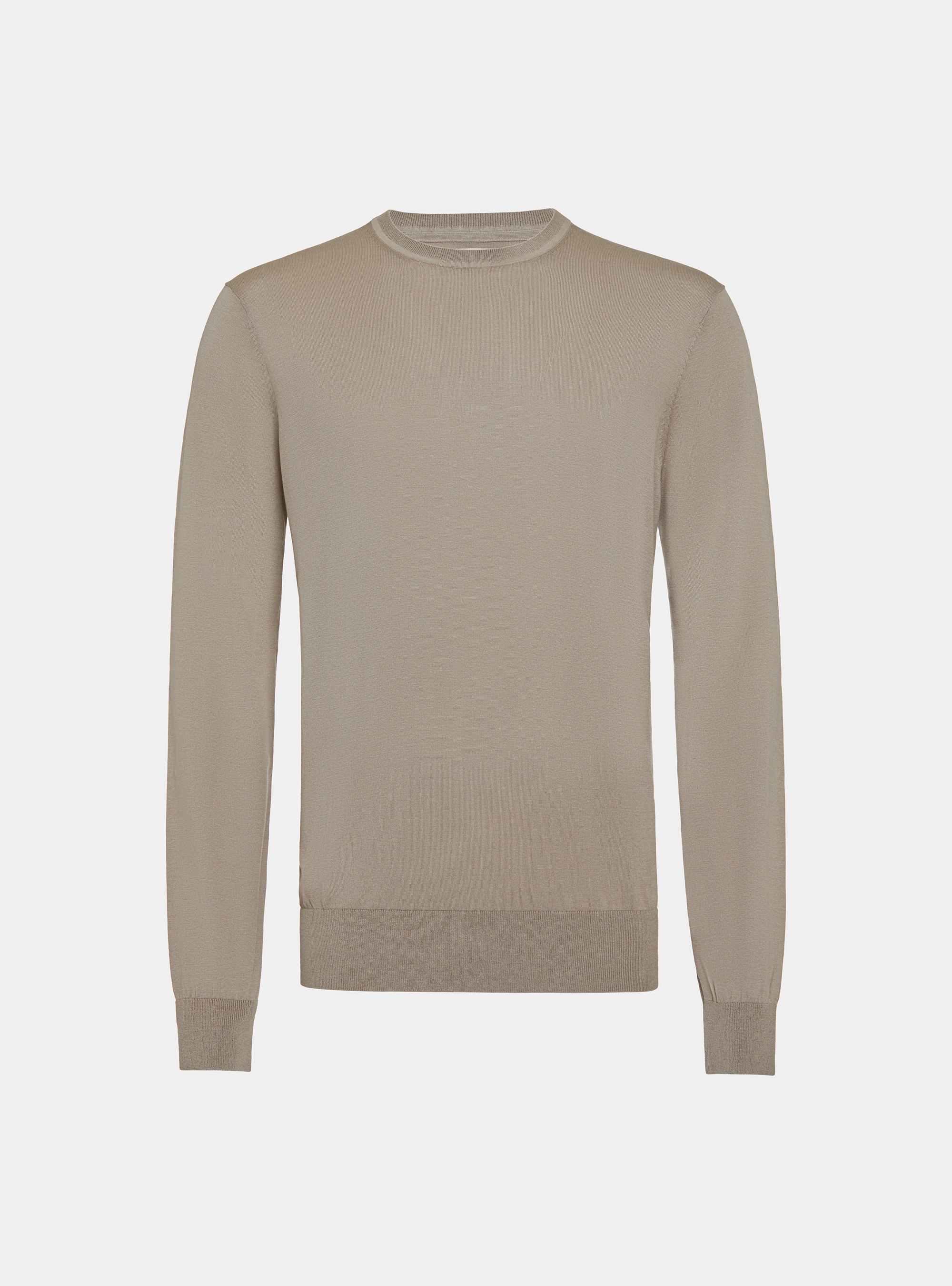 Silk and cotton crew-neck sweater, SAND