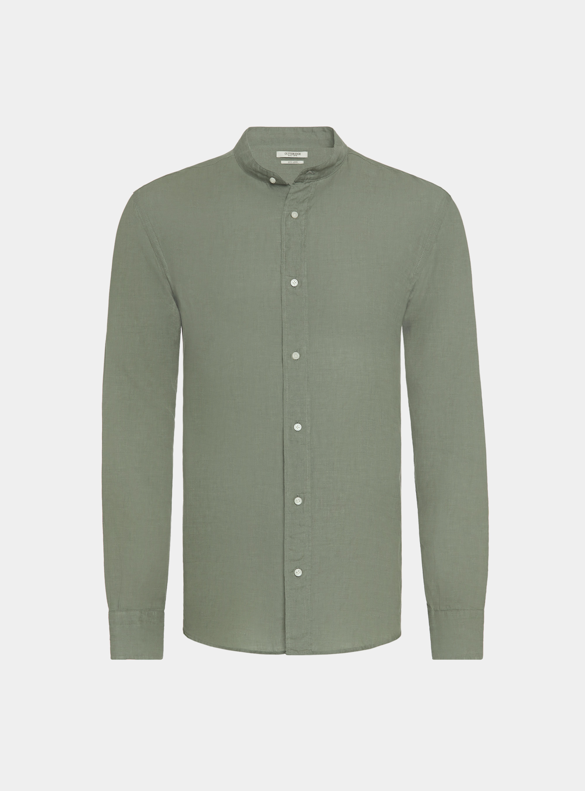 Camisa coreana en puro lino, SALVIA 0602C