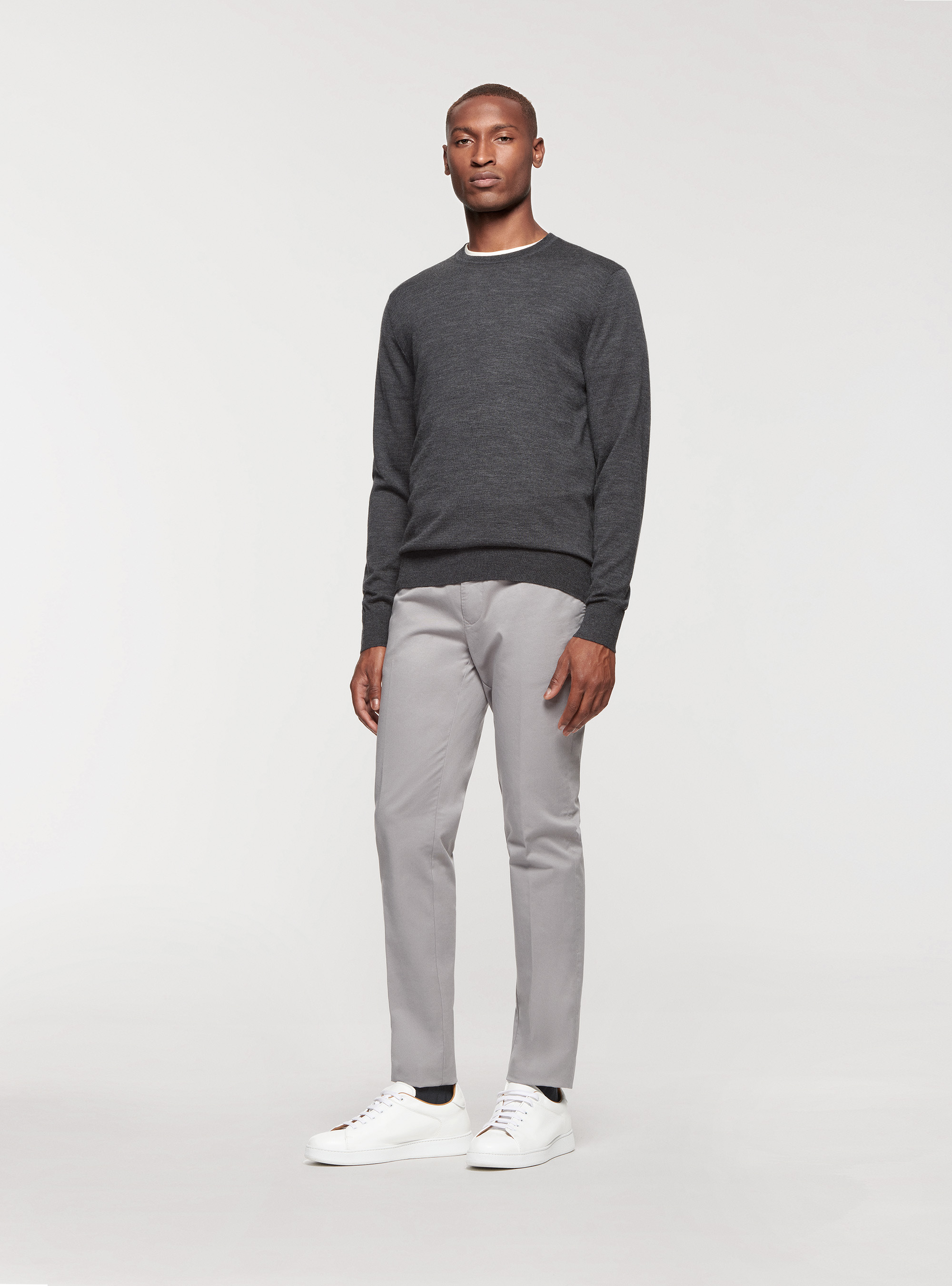 Maglia in pura lana merino, ASFALTO