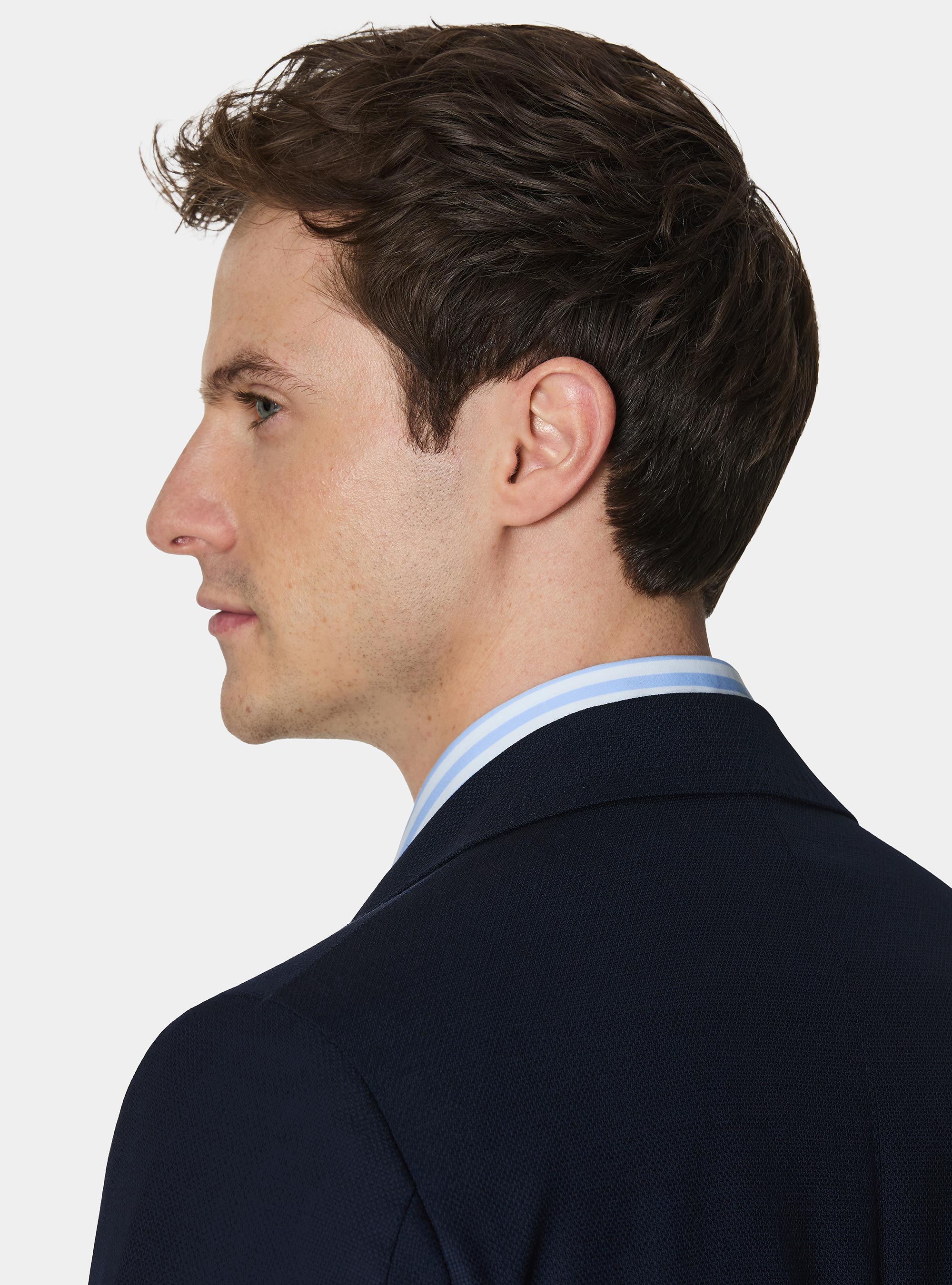 Giacca hopsack in lana Vitale Barberis Canonico, BLU NAVY